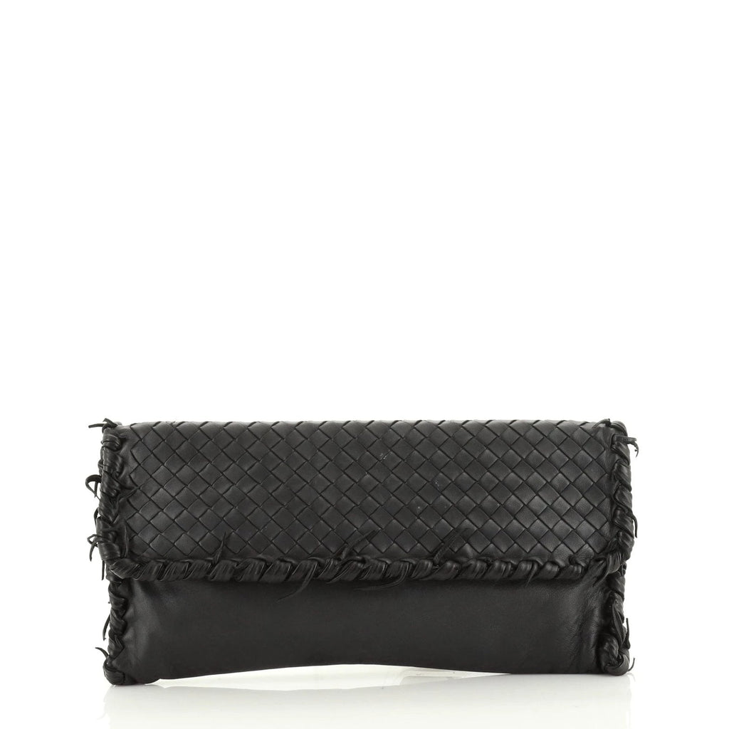 Flap Clutch Leather and Fringe Intrecciato Nappa