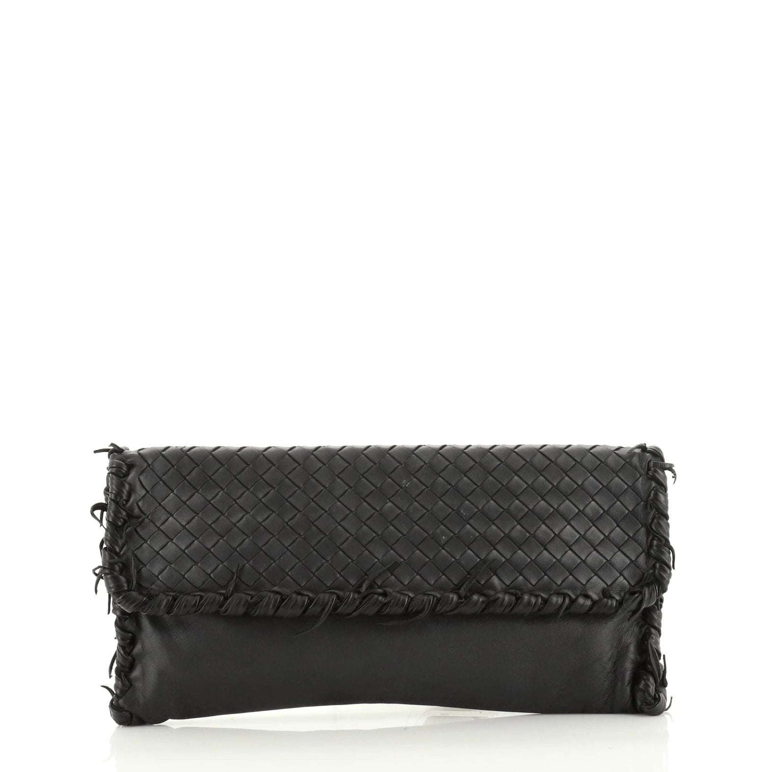 Flap Clutch Leather and Fringe Intrecciato Nappa