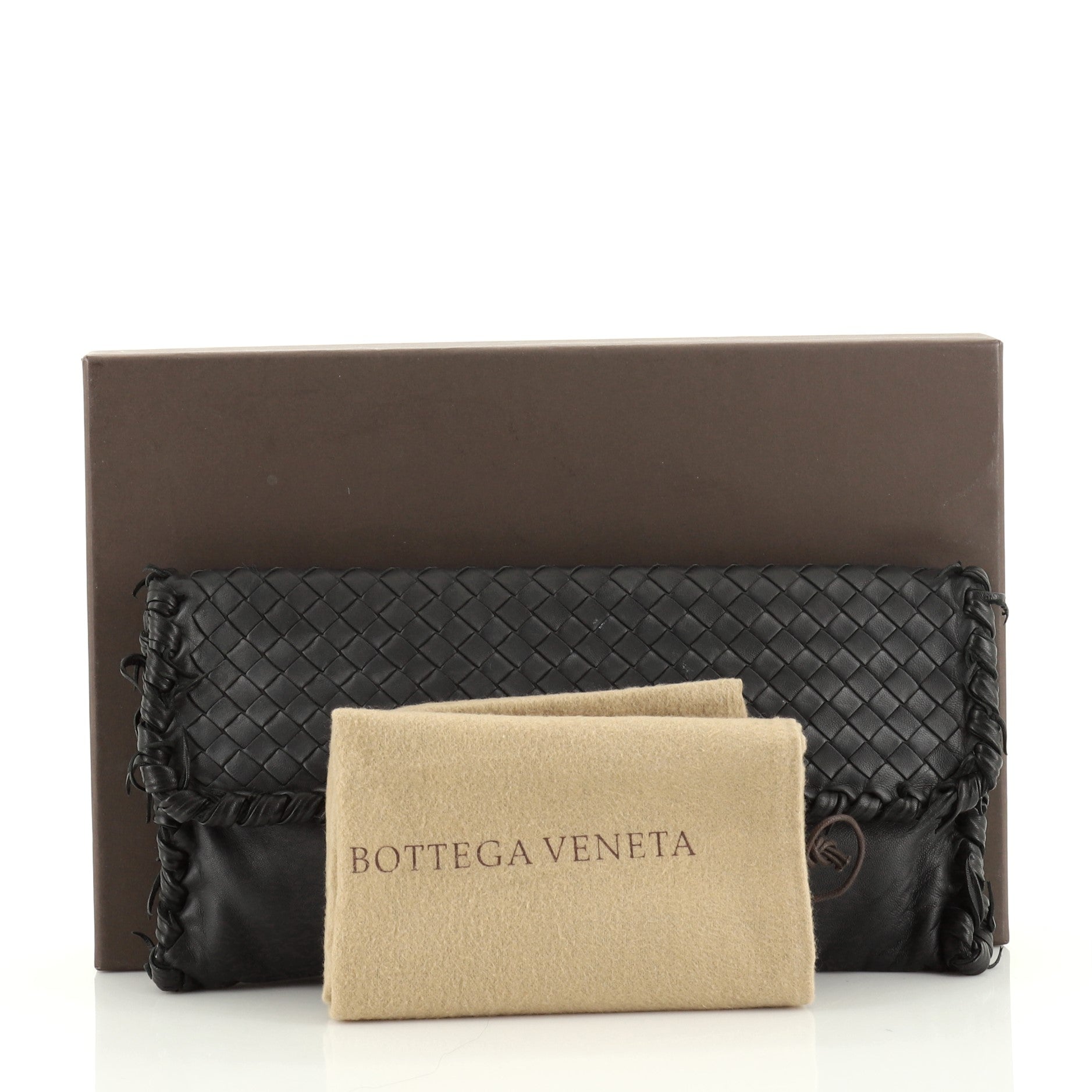 Flap Clutch Leather and Fringe Intrecciato Nappa