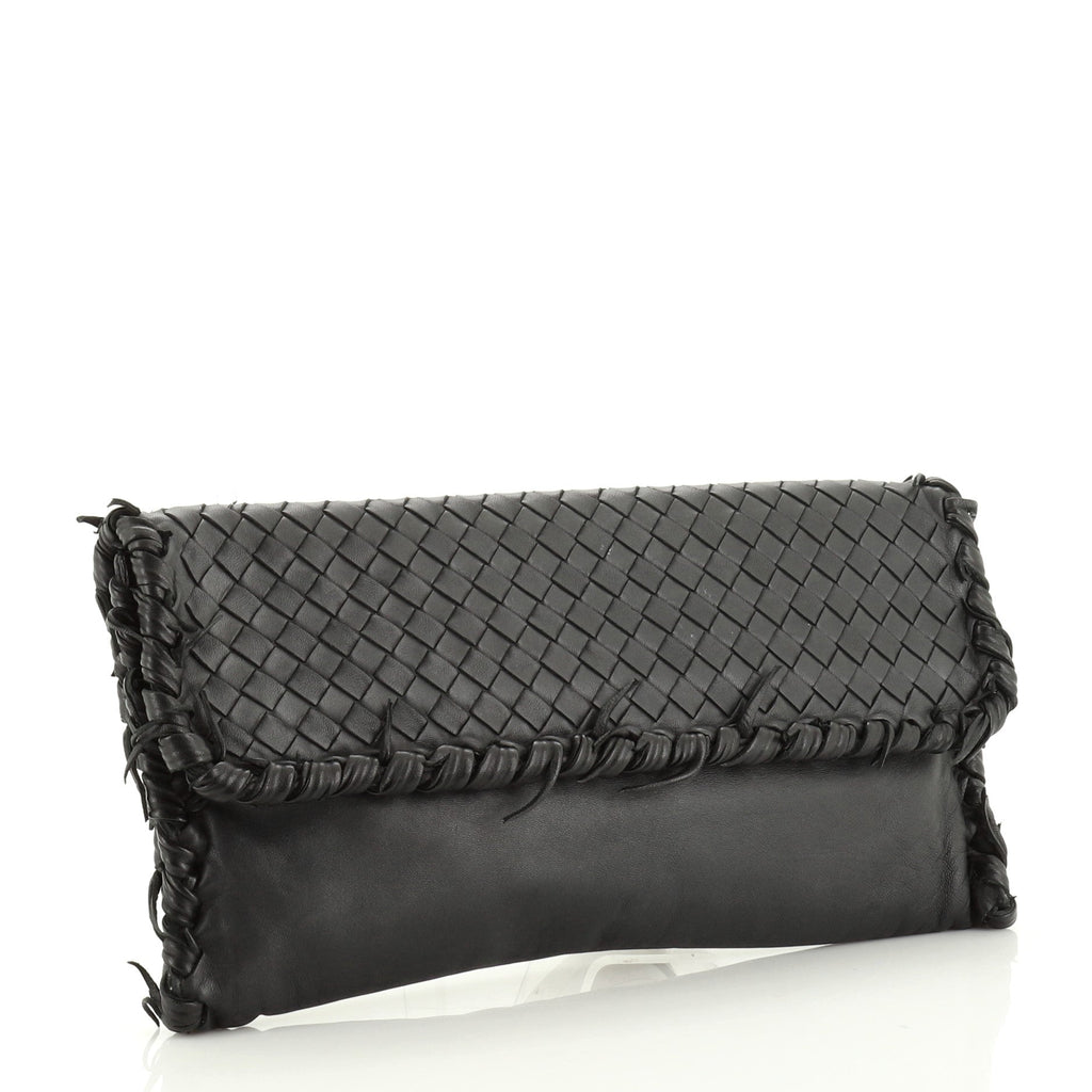 Flap Clutch Leather and Fringe Intrecciato Nappa