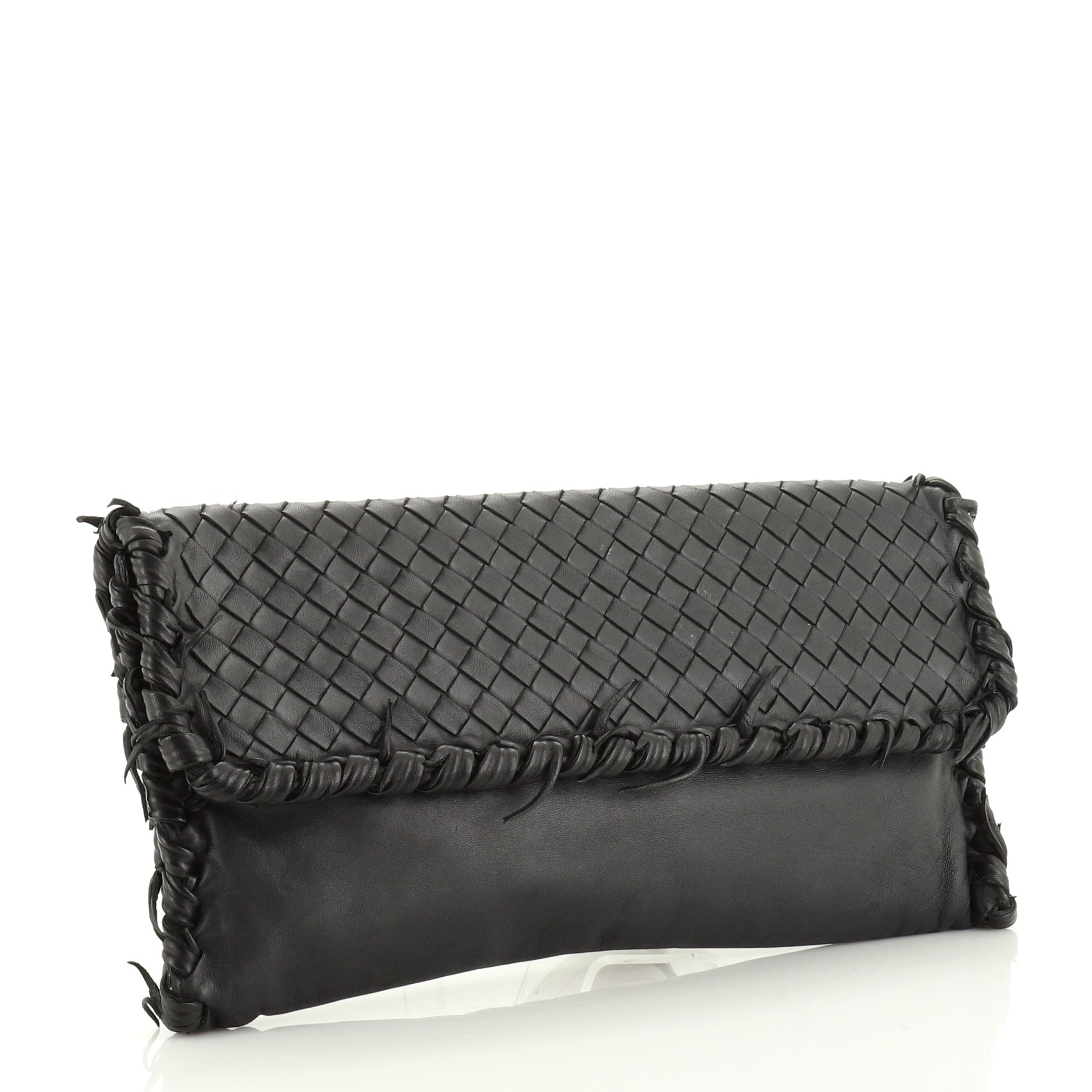 Flap Clutch Leather and Fringe Intrecciato Nappa