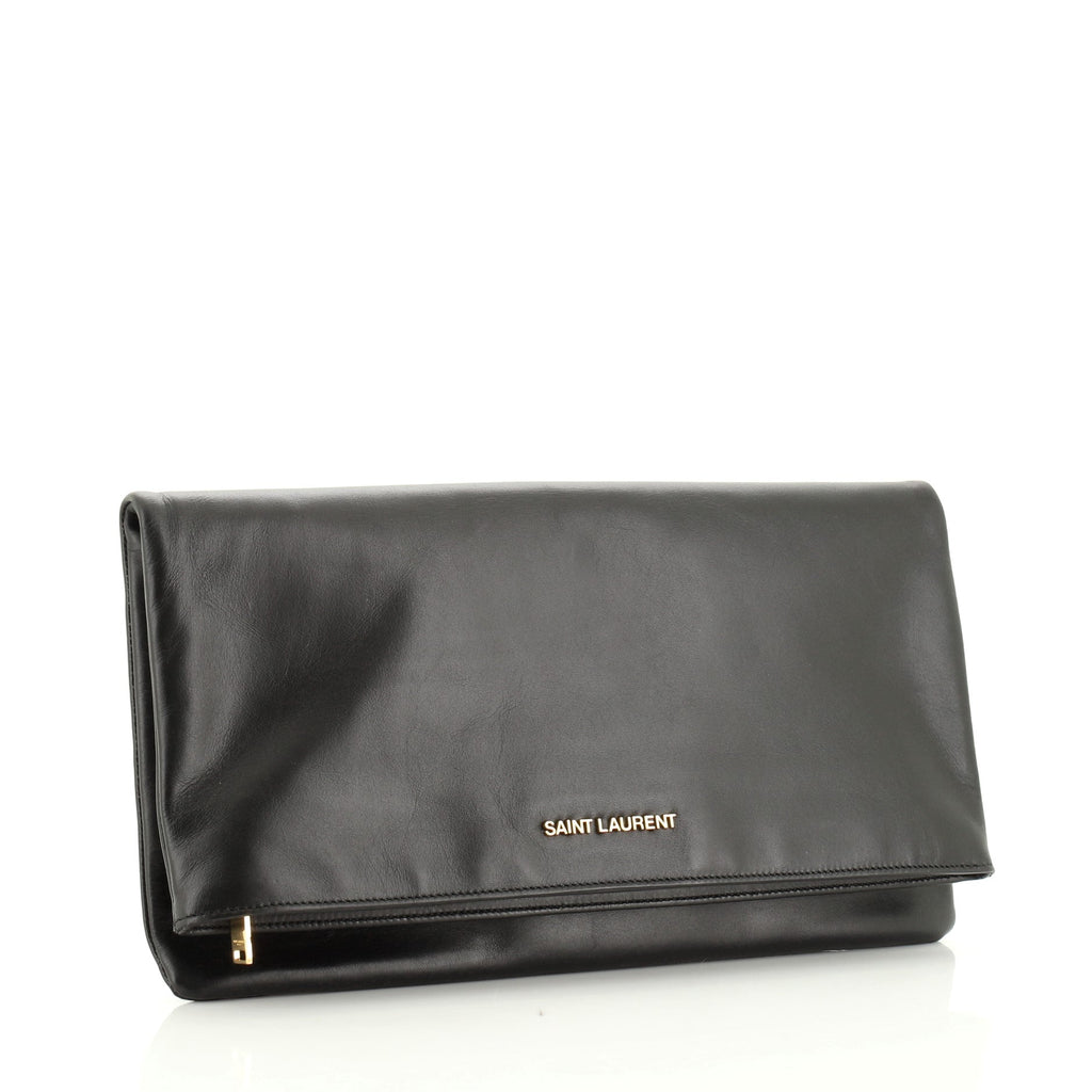 Letters Fold Over Clutch Leather