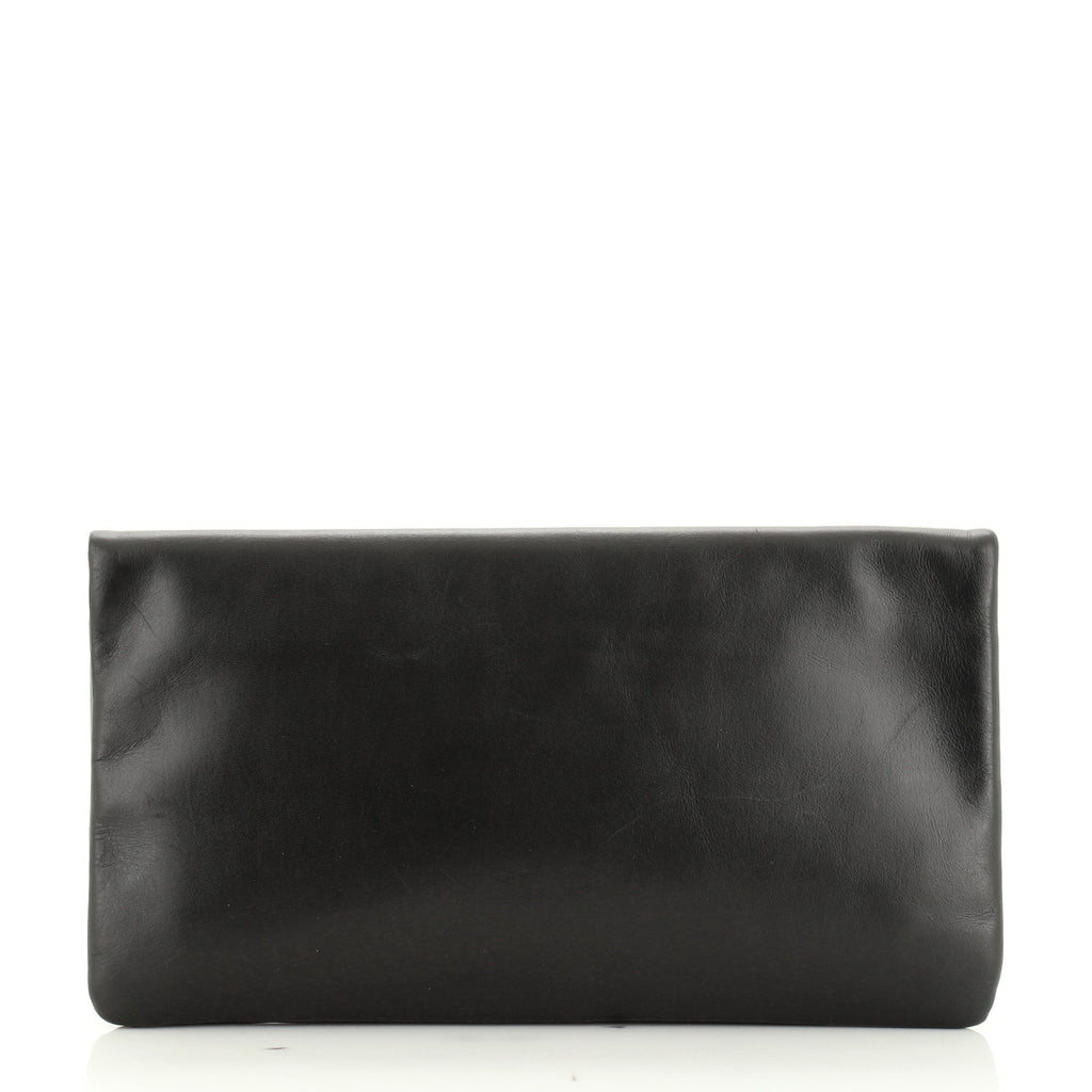 Letters Fold Over Clutch Leather