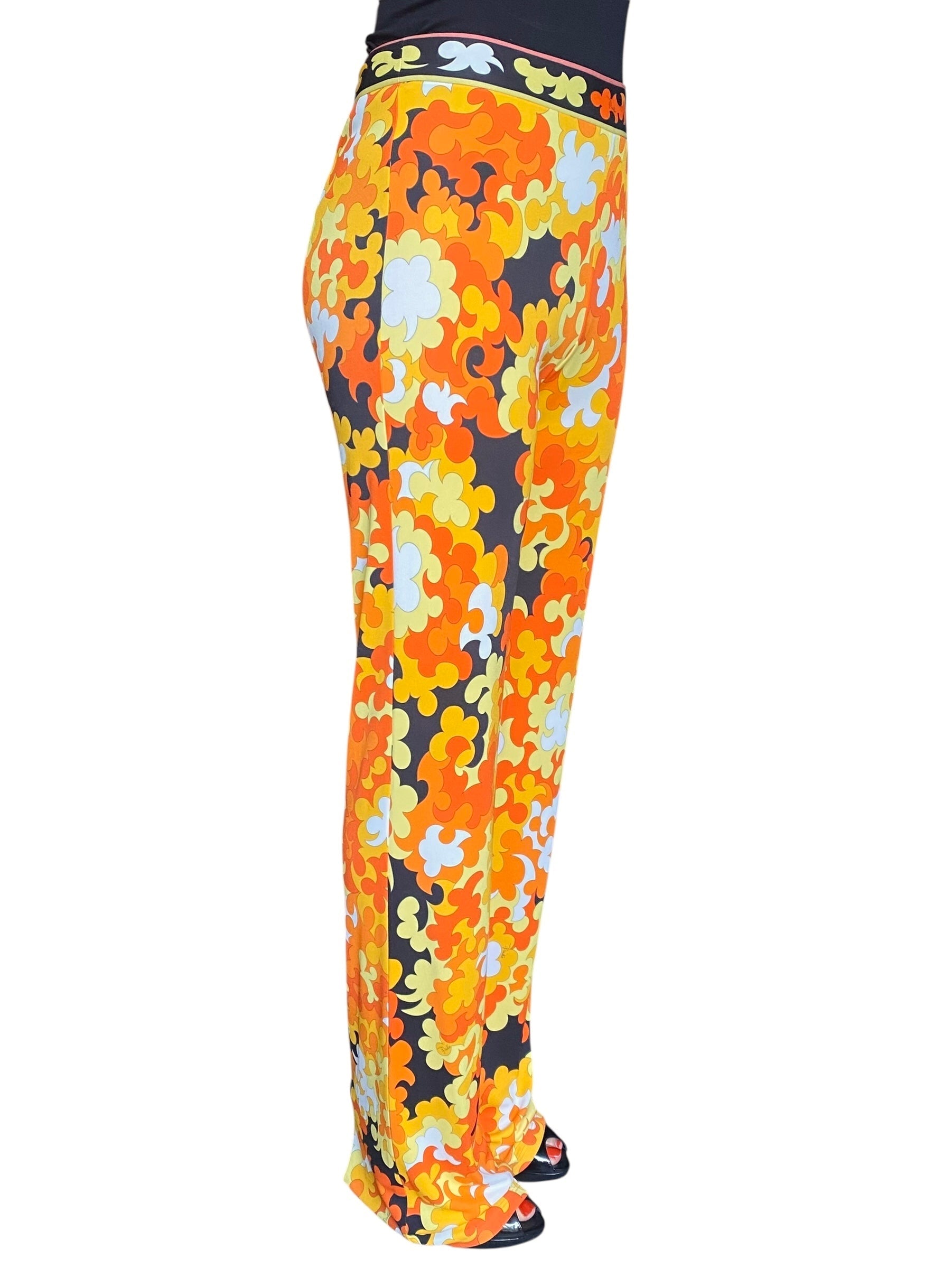 Pucci Orange Printed High Waist Pant - US 6