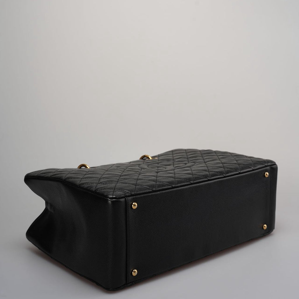 Chanel Large Black Grand Shopping XL GST Tote Bag In Caviar Leather With Gold Hardwares