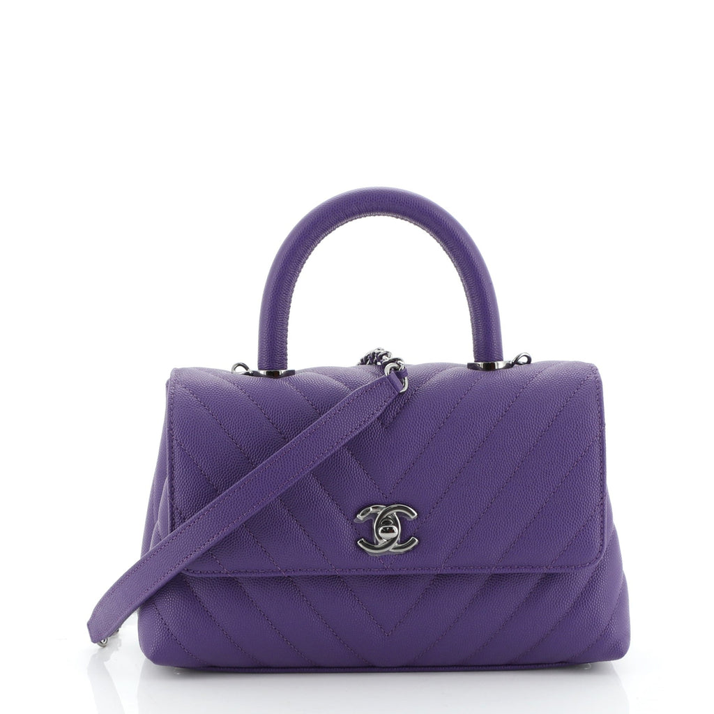 Coco Top Handle Bag Chevron Caviar Mini