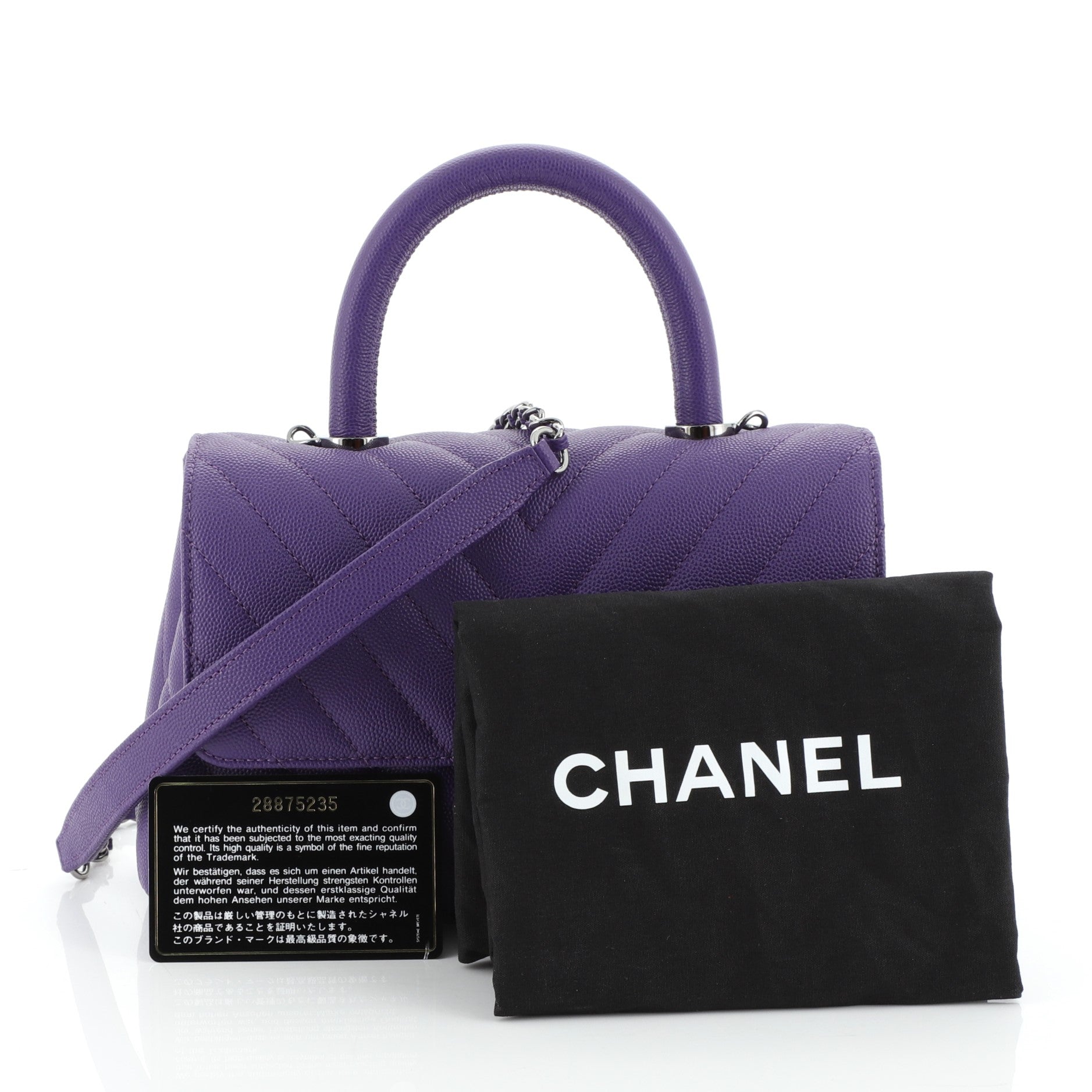 Coco Top Handle Bag Chevron Caviar Mini
