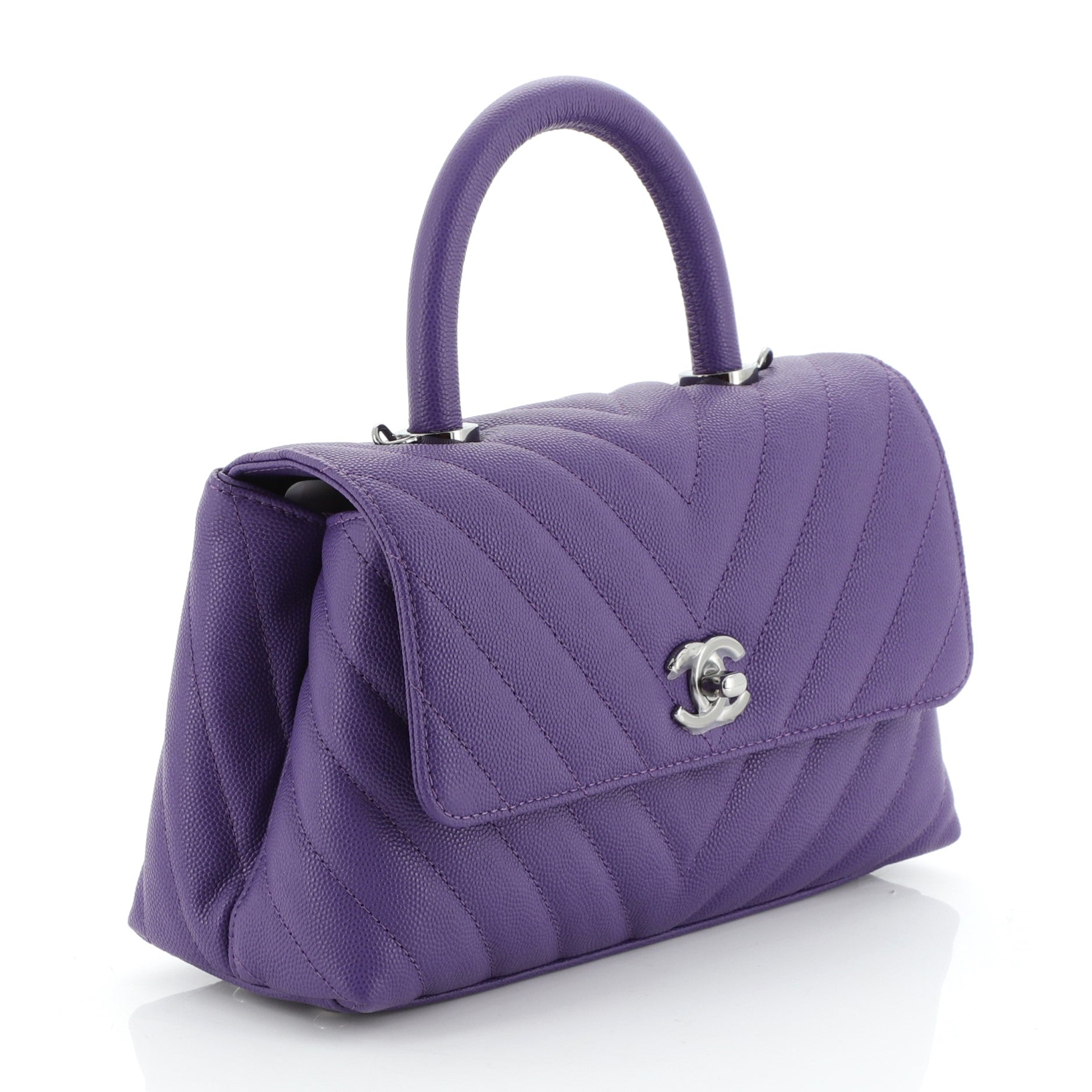Coco Top Handle Bag Chevron Caviar Mini