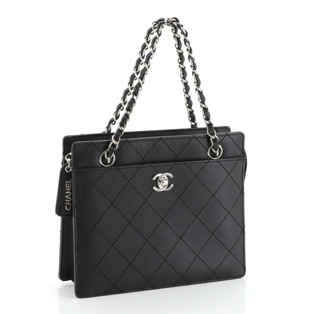 Vintage Chain Tote Quilted Caviar Mini