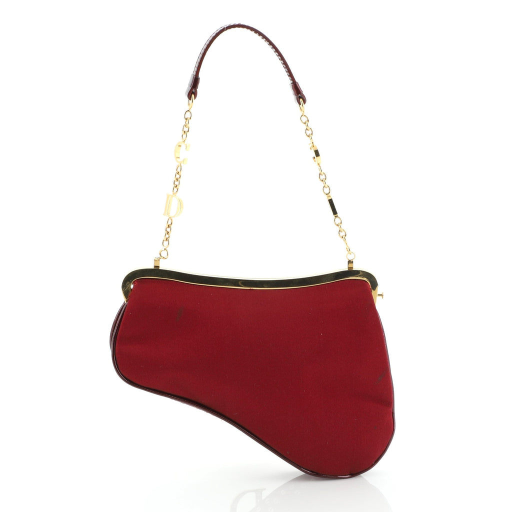 Vintage Saddle Frame Clutch Beaded Satin Mini