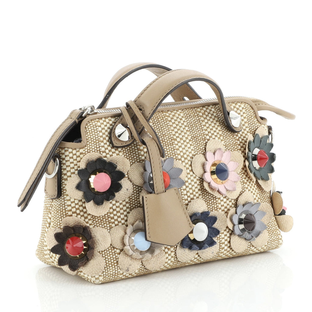 By The Way Satchel Floral Embellished Raffia Mini