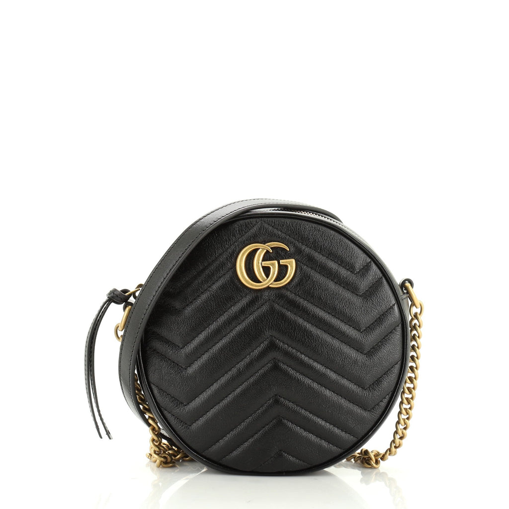 GG Marmont Round Shoulder Bag Matelasse Leather Mini
