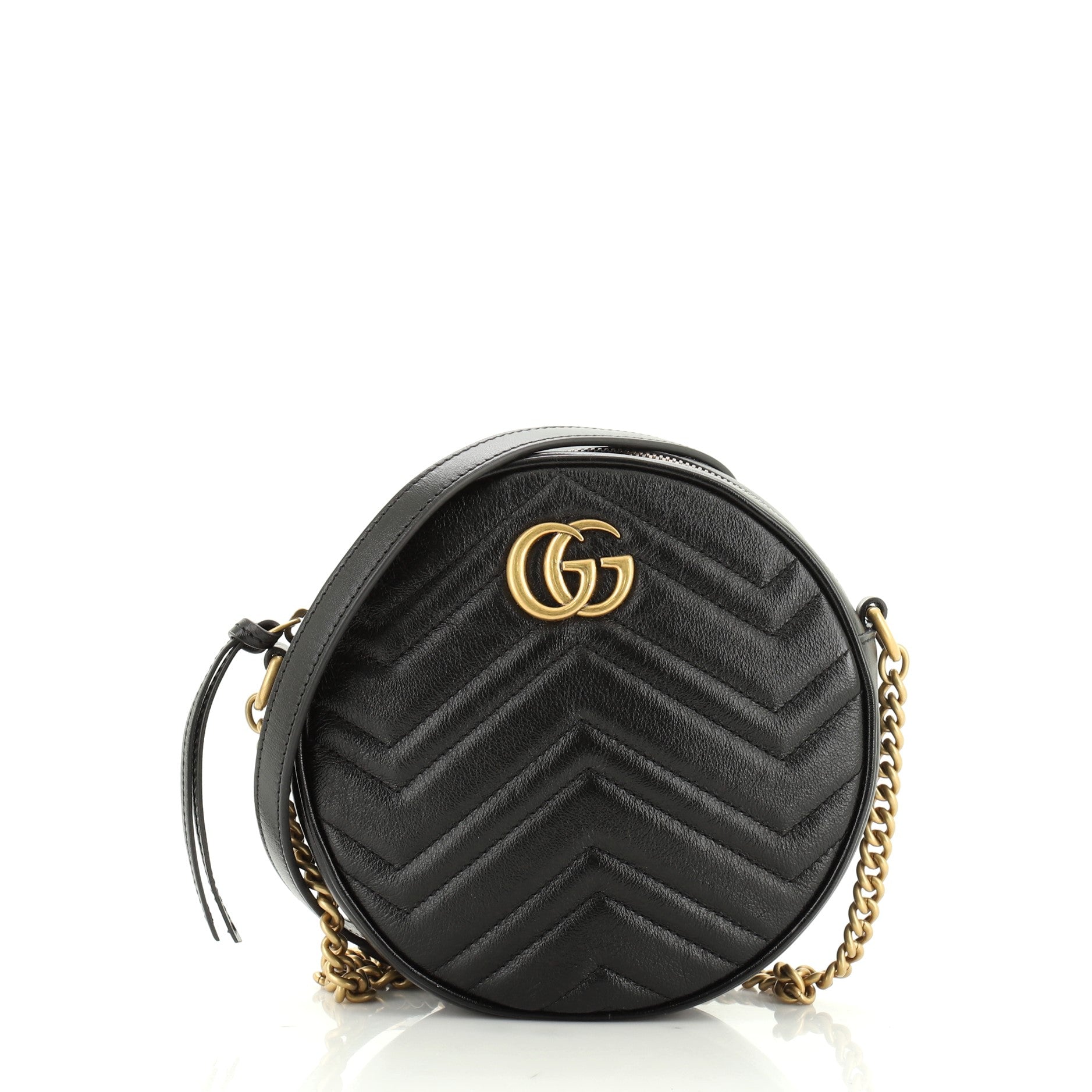 GG Marmont Round Shoulder Bag Matelasse Leather Mini