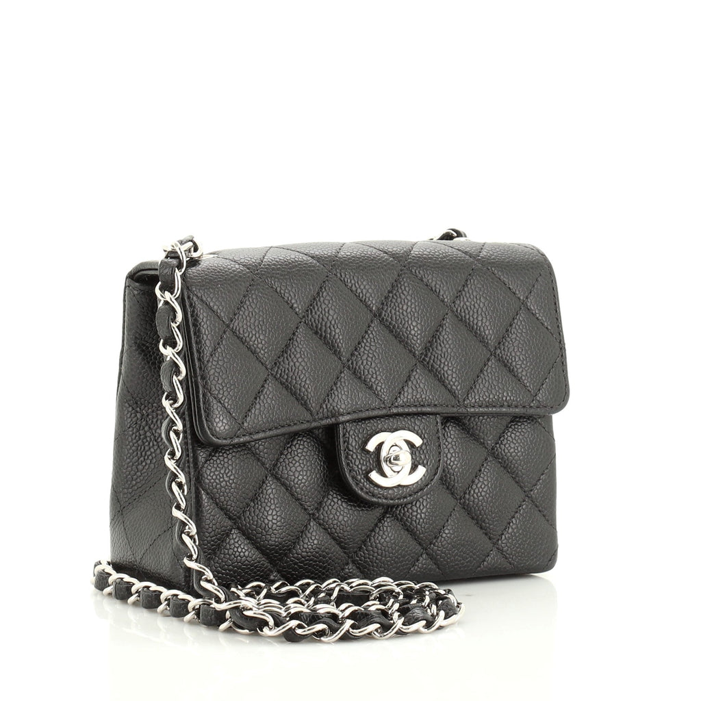 Vintage Square Classic Single Flap Bag Quilted Caviar Mini