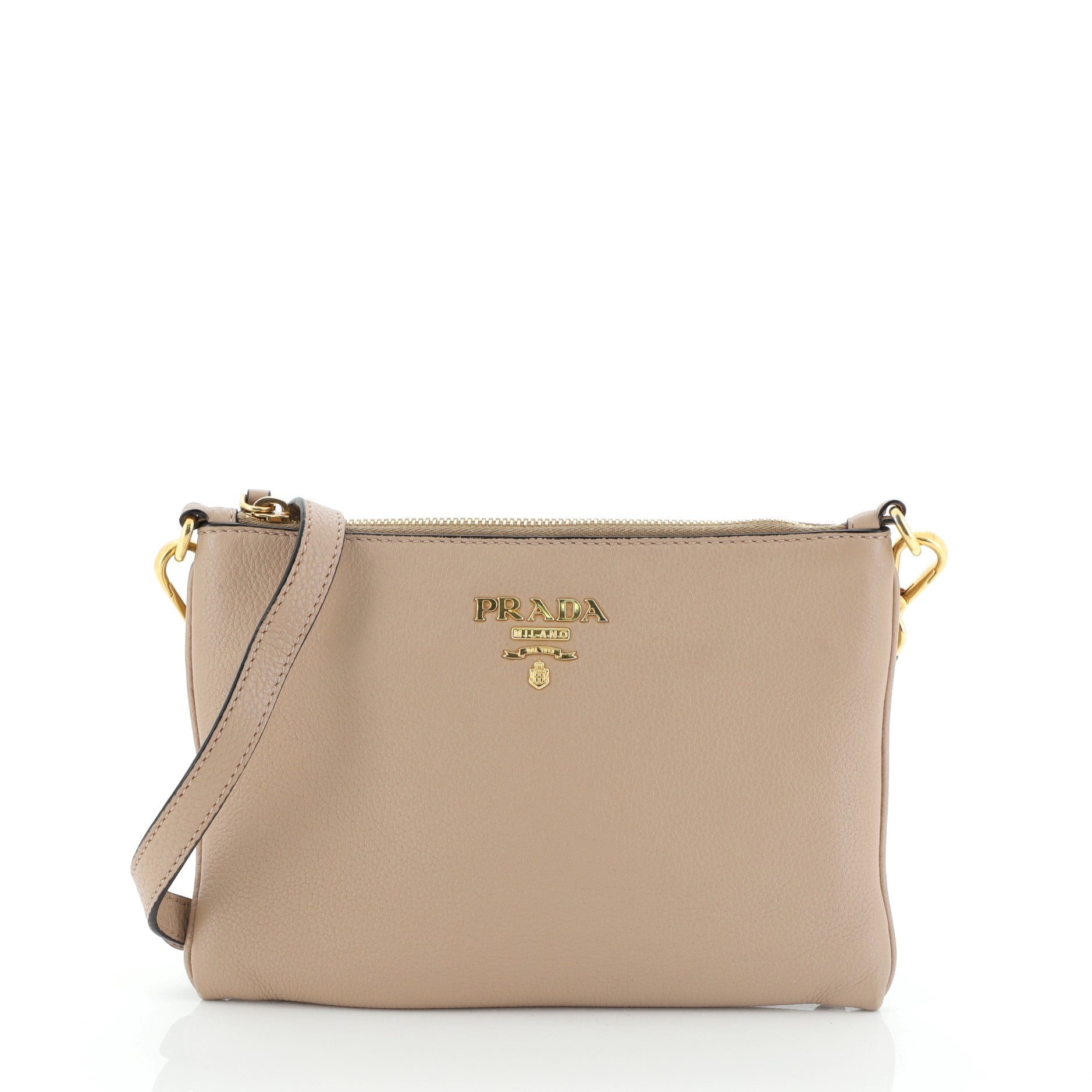 Flat Zip Crossbody Bag Vitello Daino Mini