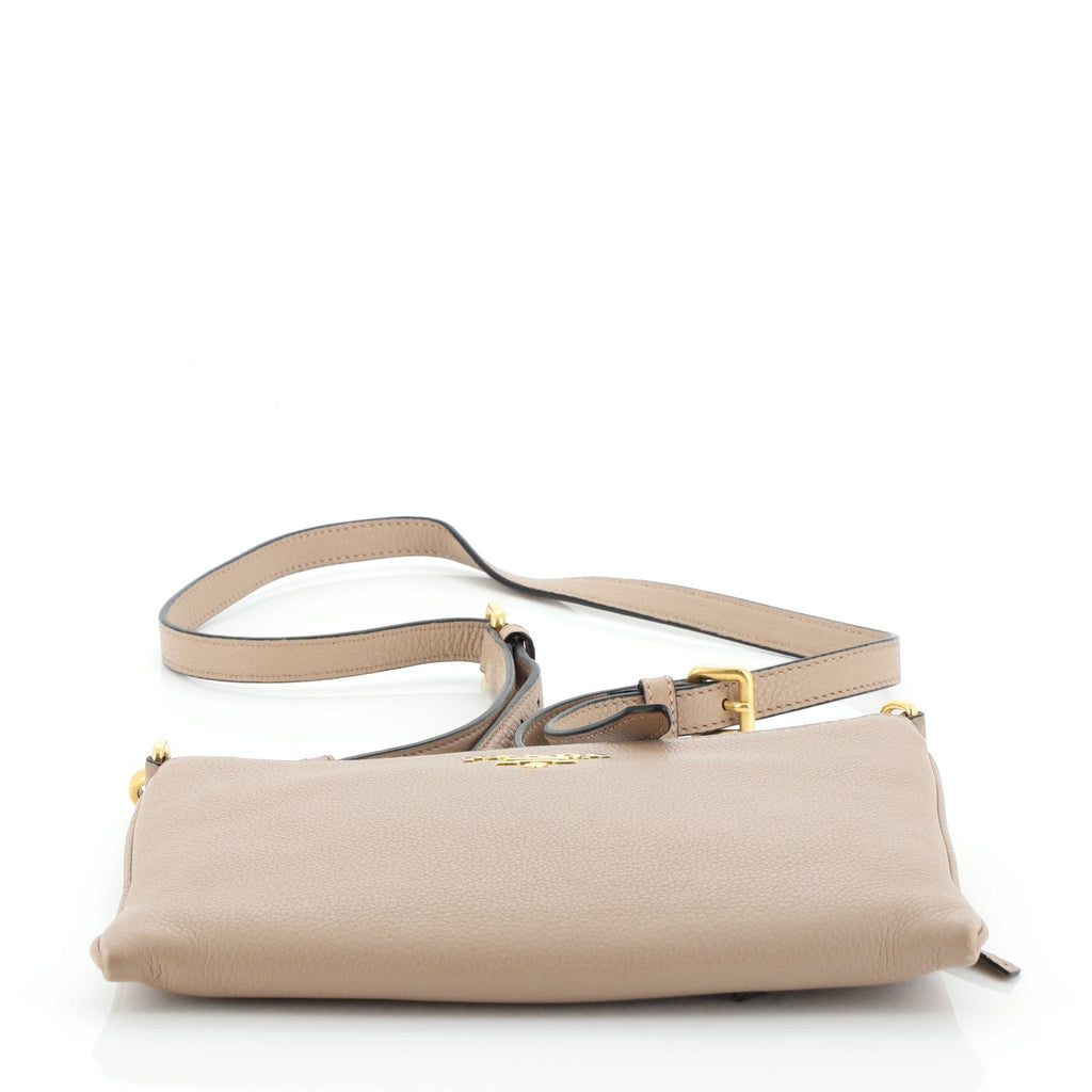 Flat Zip Crossbody Bag Vitello Daino Mini
