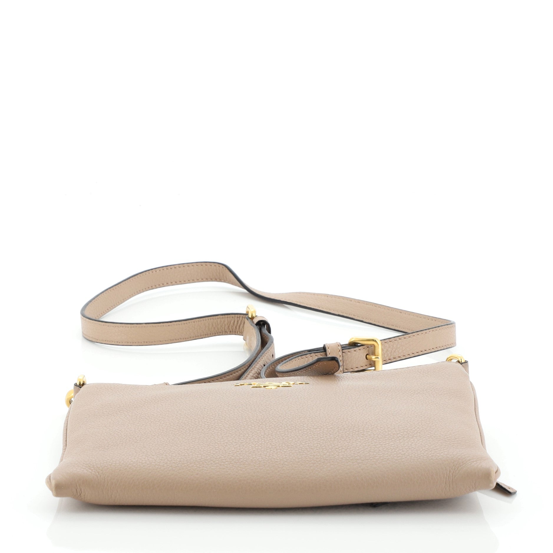 Flat Zip Crossbody Bag Vitello Daino Mini