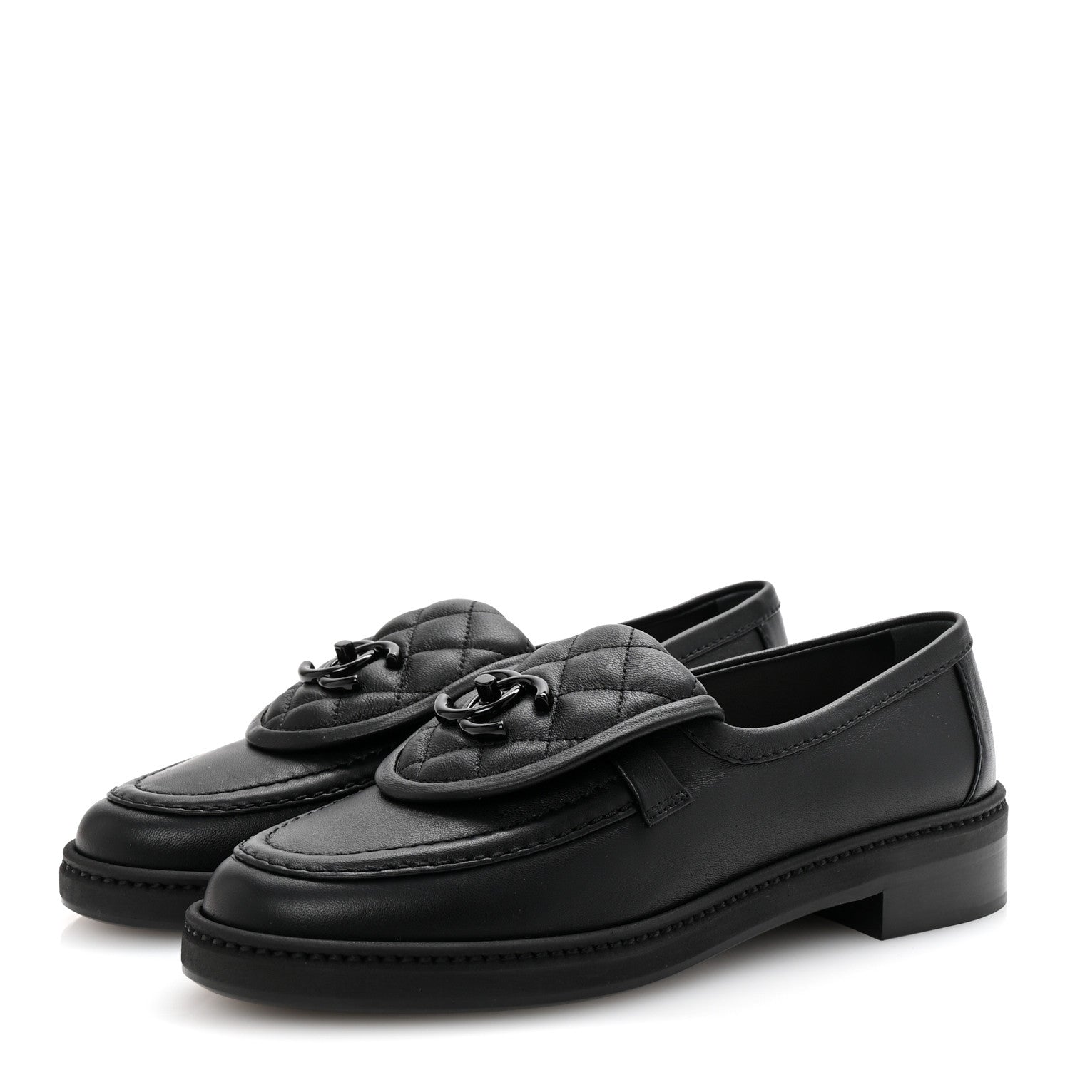 Lambskin Quilted CC Turnlock Loafers 36 Black