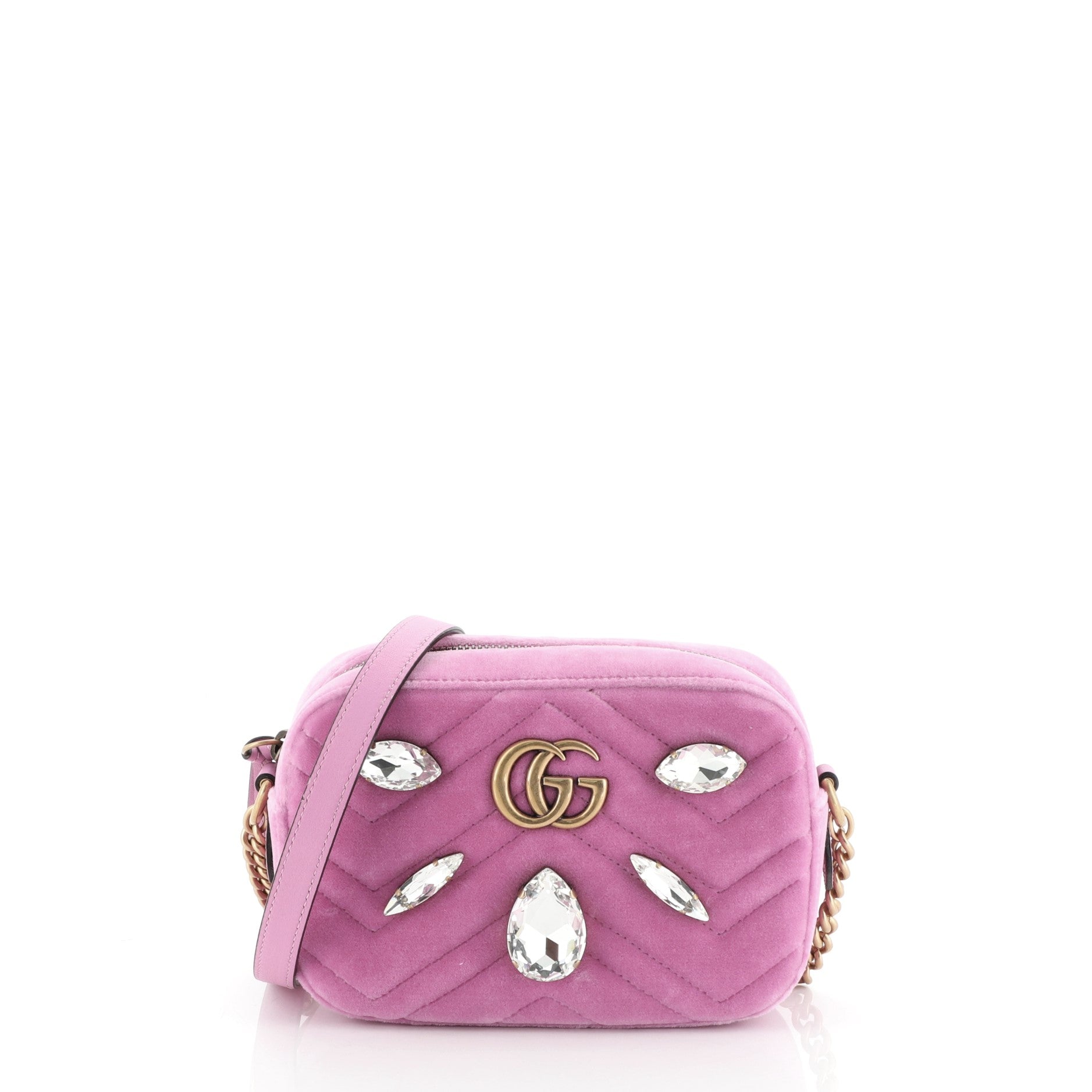 GG Marmont Shoulder Bag Crystal Embellished Matelasse Velvet Mini