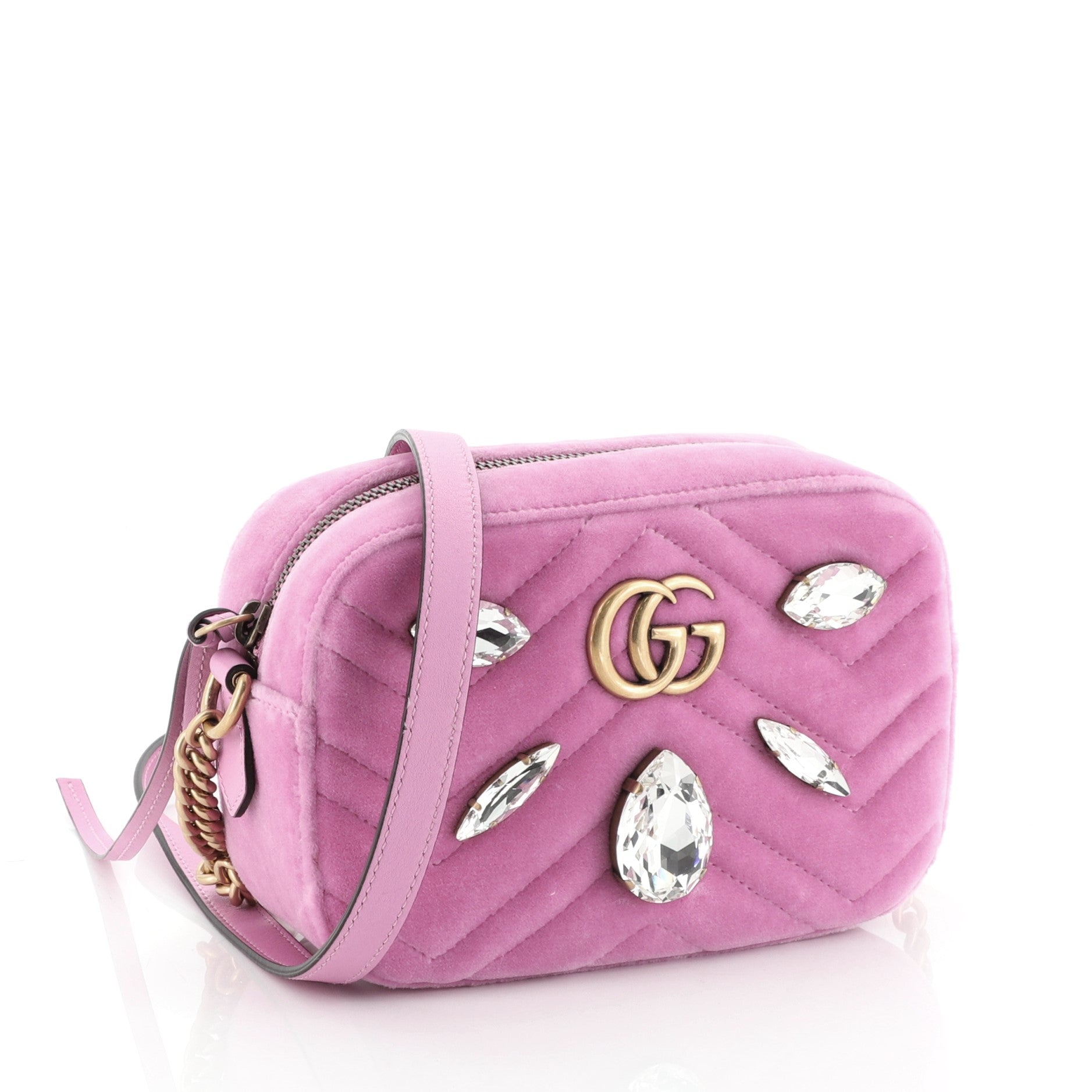 GG Marmont Shoulder Bag Crystal Embellished Matelasse Velvet Mini