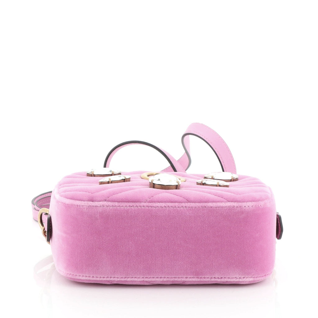 GG Marmont Shoulder Bag Crystal Embellished Matelasse Velvet Mini