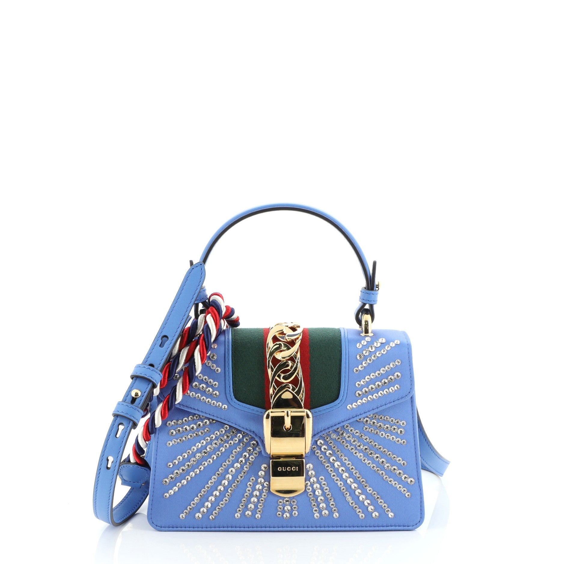 Sylvie Top Handle Bag Crystal Embellished Satin Mini