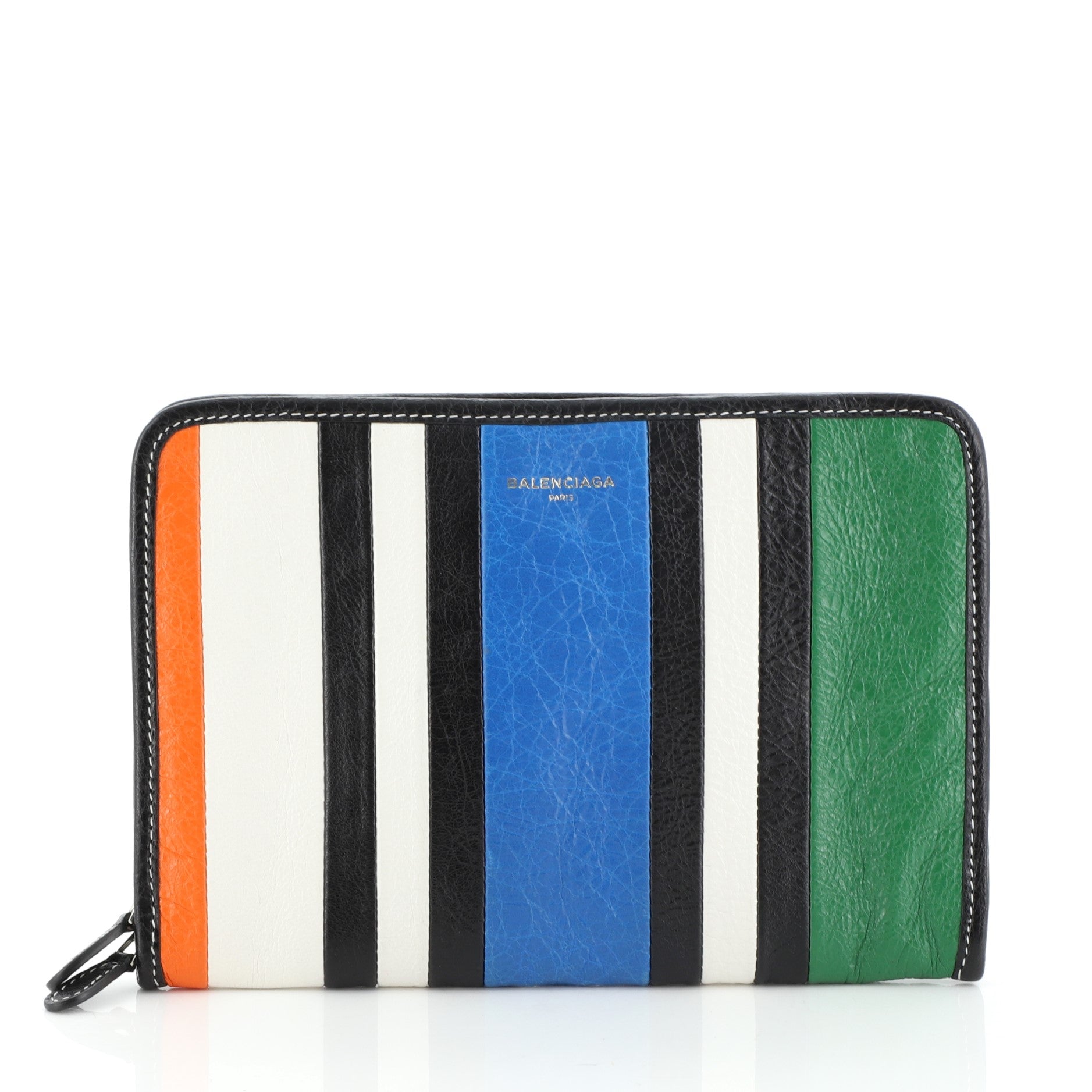 Bazar Pouch Striped Leather Mini