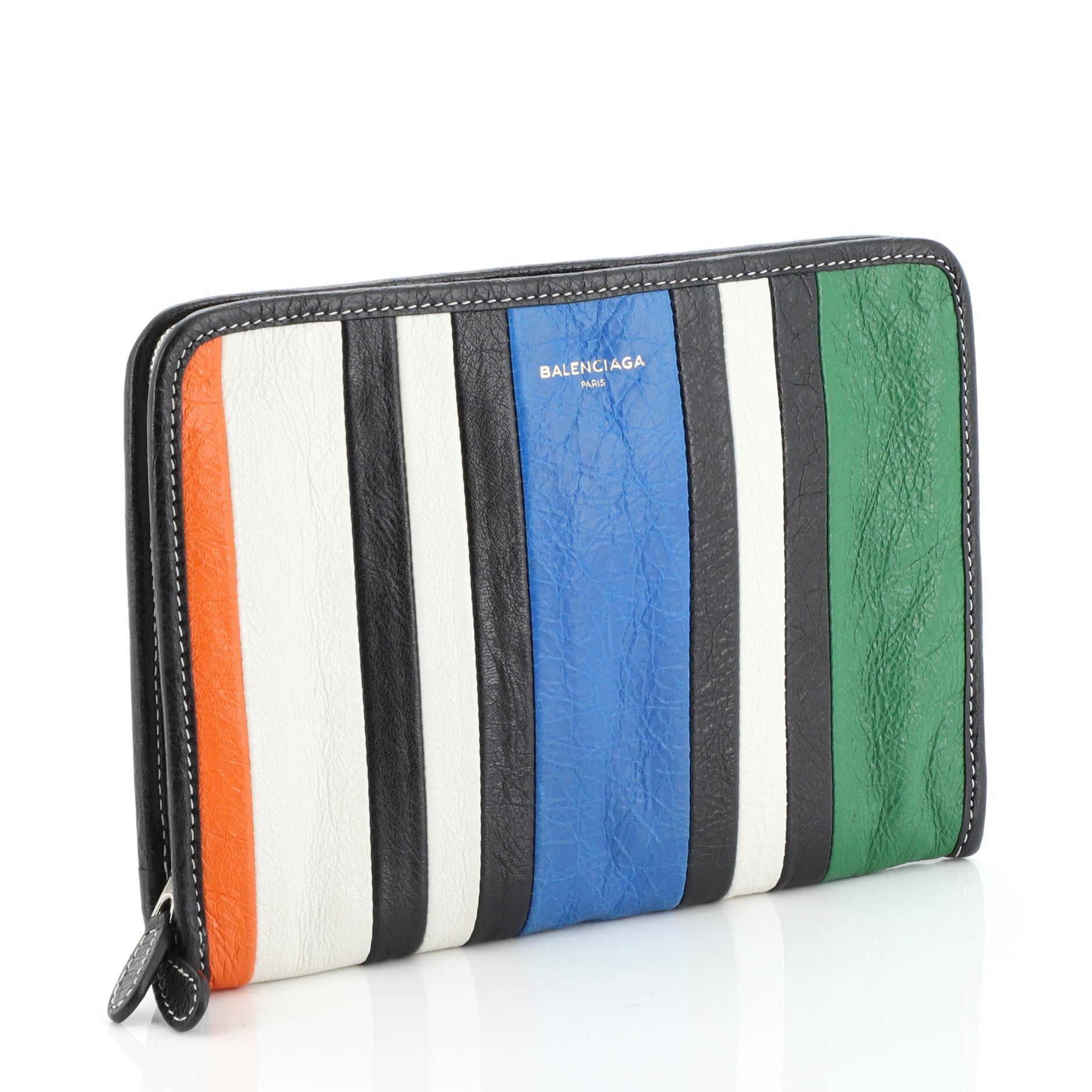 Bazar Pouch Striped Leather Mini