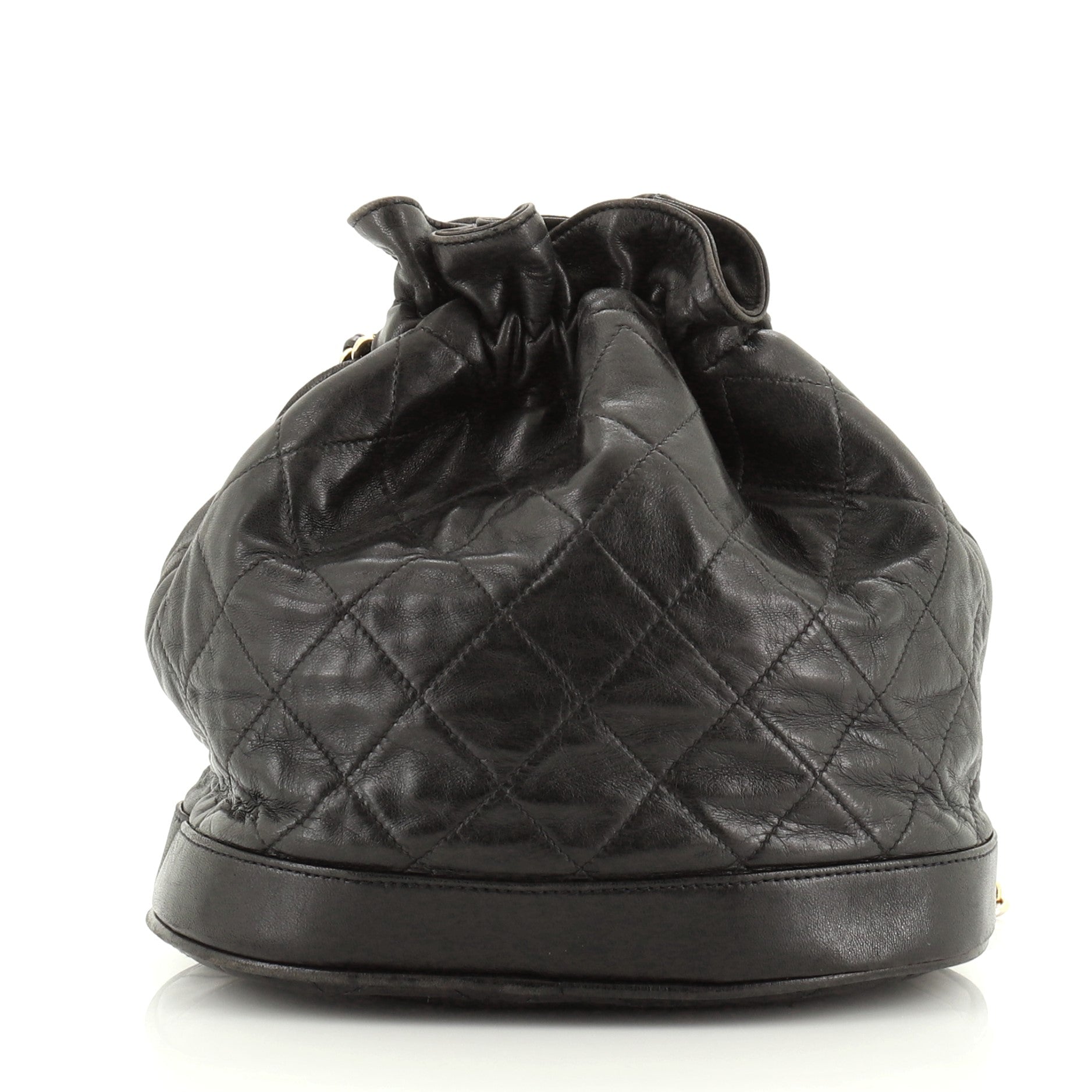 Vintage Drawstring Bucket Bag Quilted Lambskin Mini
