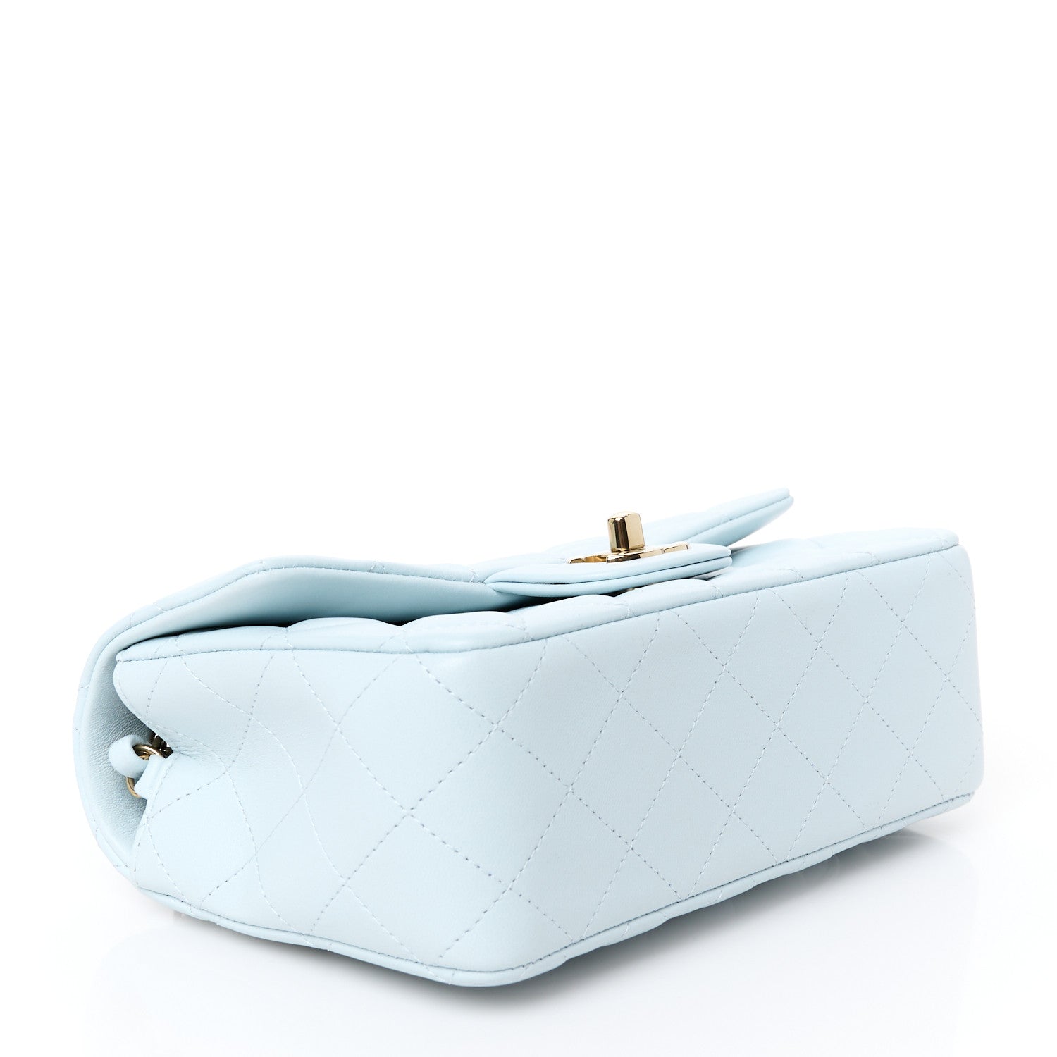 Lambskin Quilted Mini Rectangular Flap Light Blue