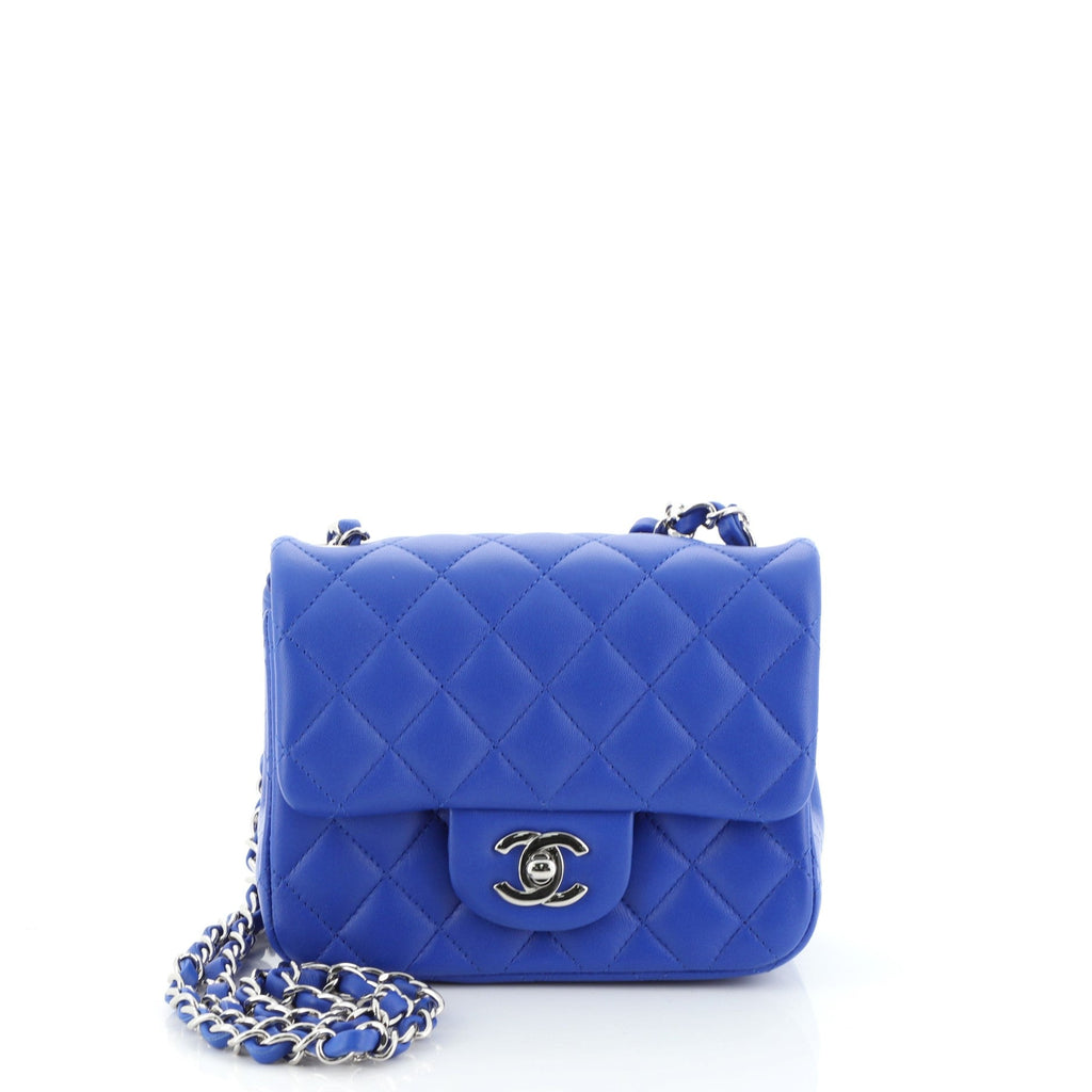 Square Classic Single Flap Bag Quilted Lambskin Mini