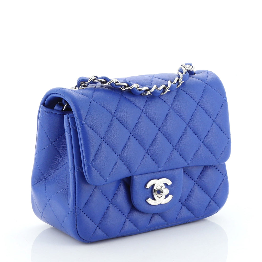 Square Classic Single Flap Bag Quilted Lambskin Mini