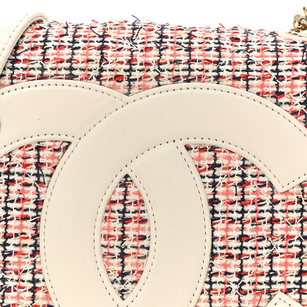 Tweed CC Mania Flap Bag Black Red White