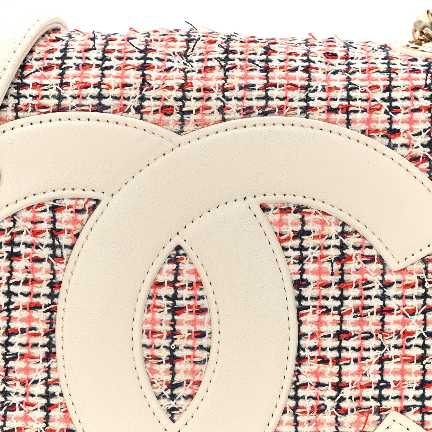 Tweed CC Mania Flap Bag Black Red White