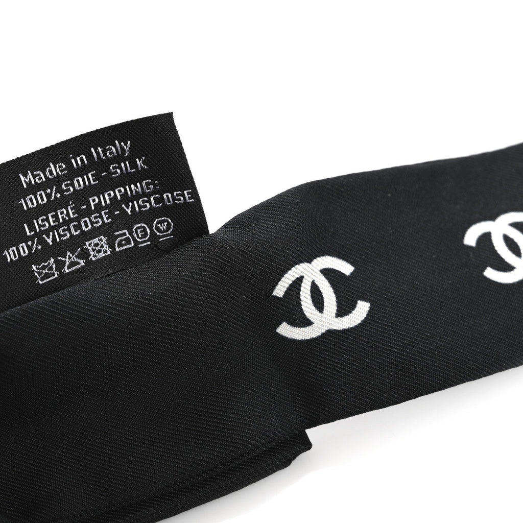 Silk CC Hair Tie Black Ecru
