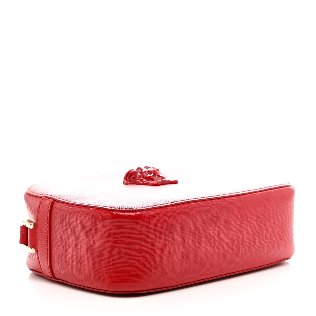 Grained Calfskin Medusa Camera Bag Red