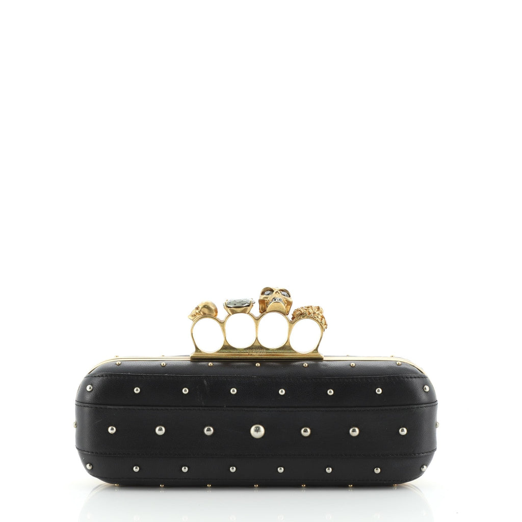 Knuckle Box Clutch Studded Leather Long