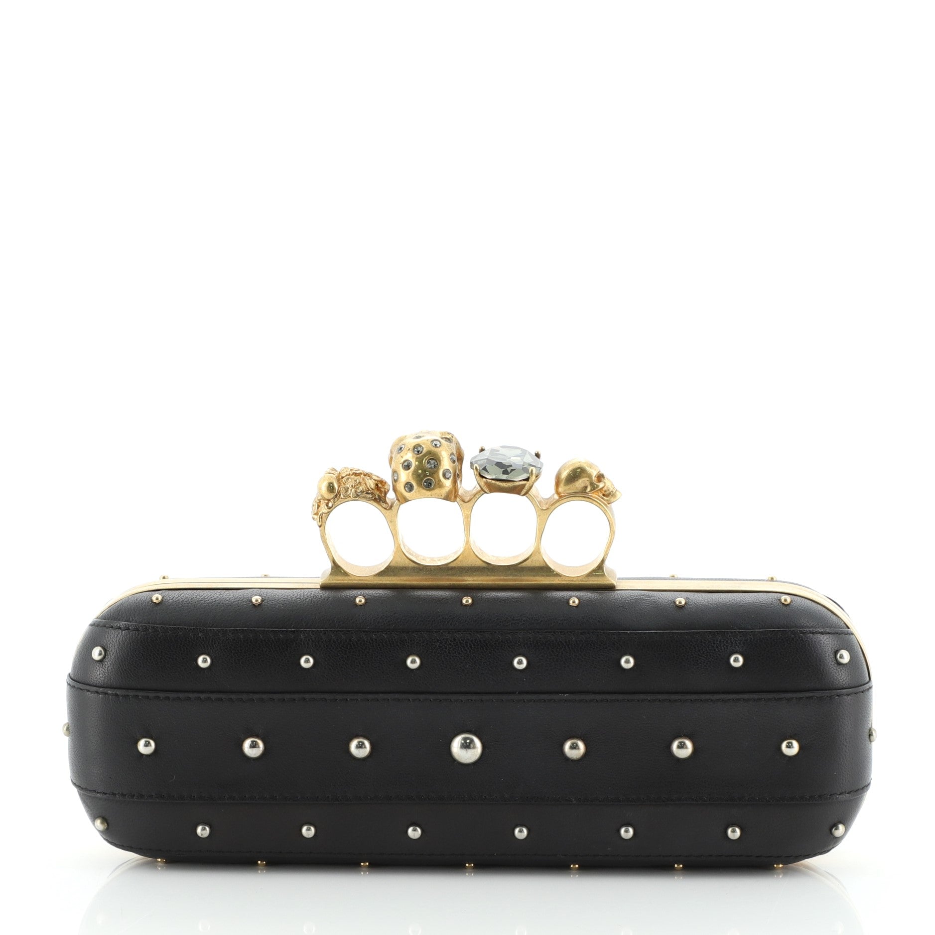 Knuckle Box Clutch Studded Leather Long