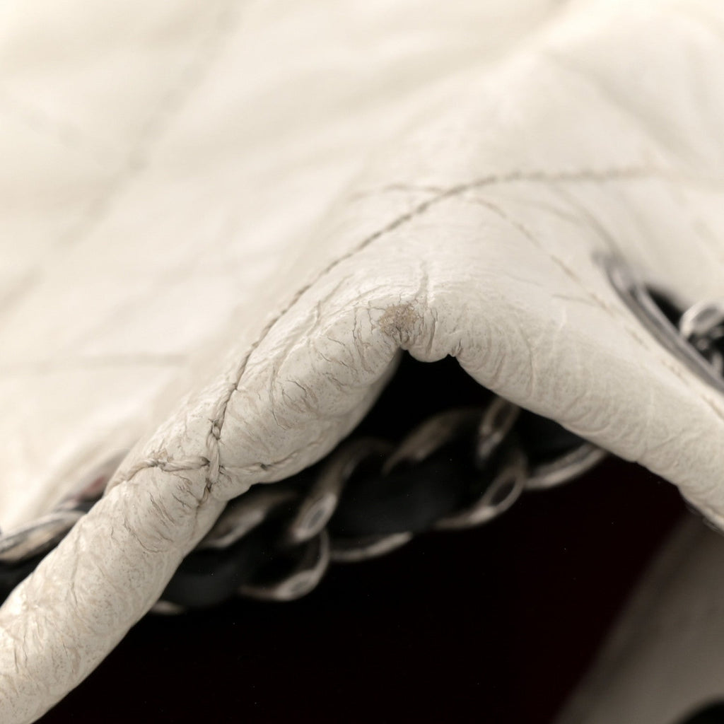 Aged Calfskin Quilted Gabrielle Backpack Black White