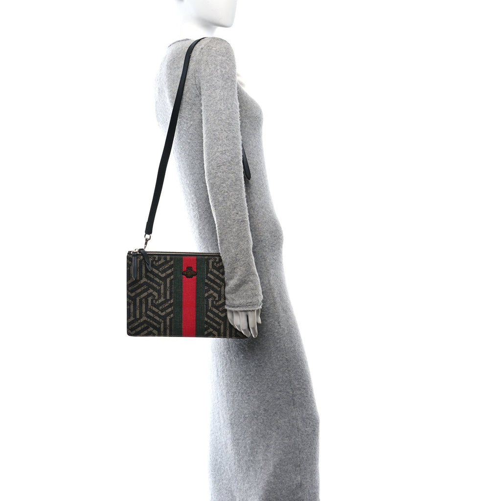 GG Supreme Monogram Caleido Web Messenger Beige Ebony