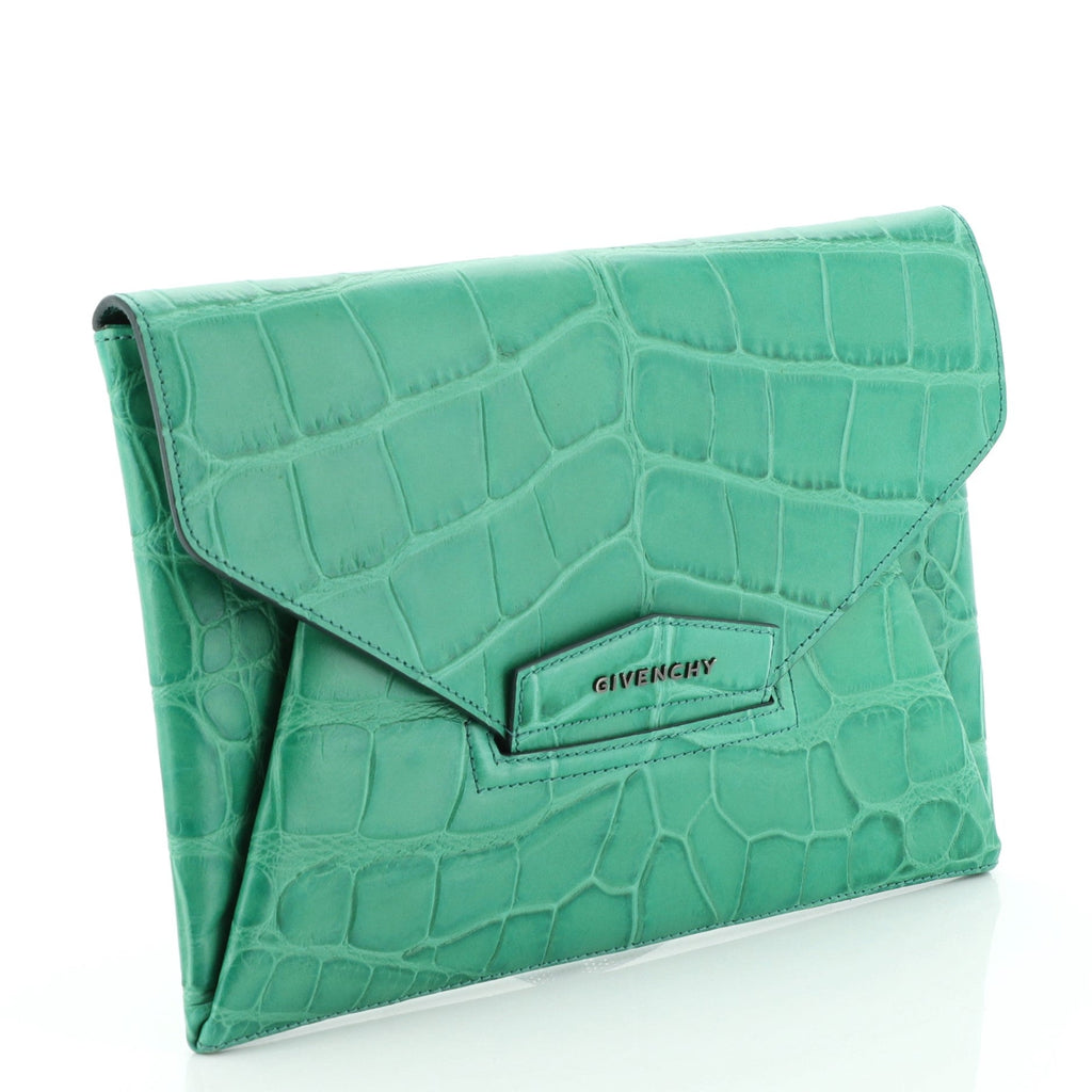 Antigona Envelope Clutch Crocodile Embossed Leather Medium