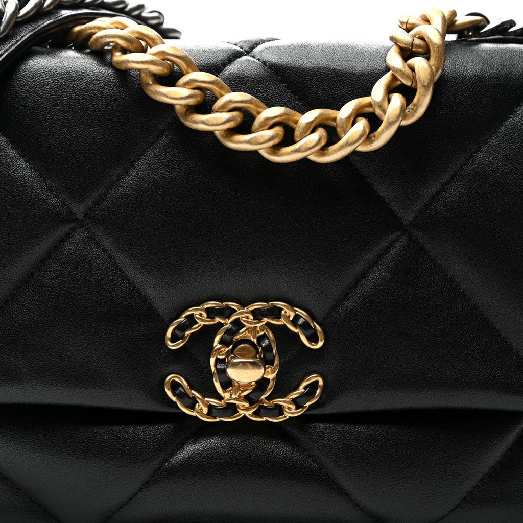 Goatskin Quilted Medium Chanel 19 Flap Black
