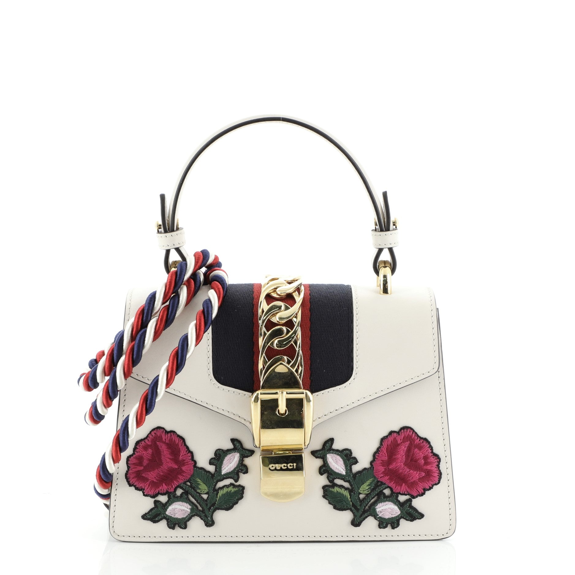 Sylvie Top Handle Bag Embroidered Leather Mini