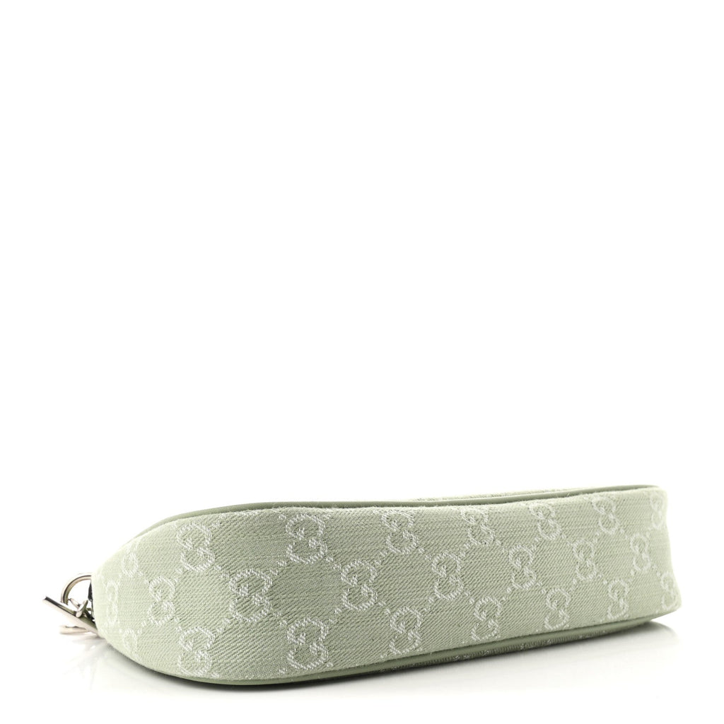Denim GG Monogram Calfskin Small Shoulder Bag Pale Green
