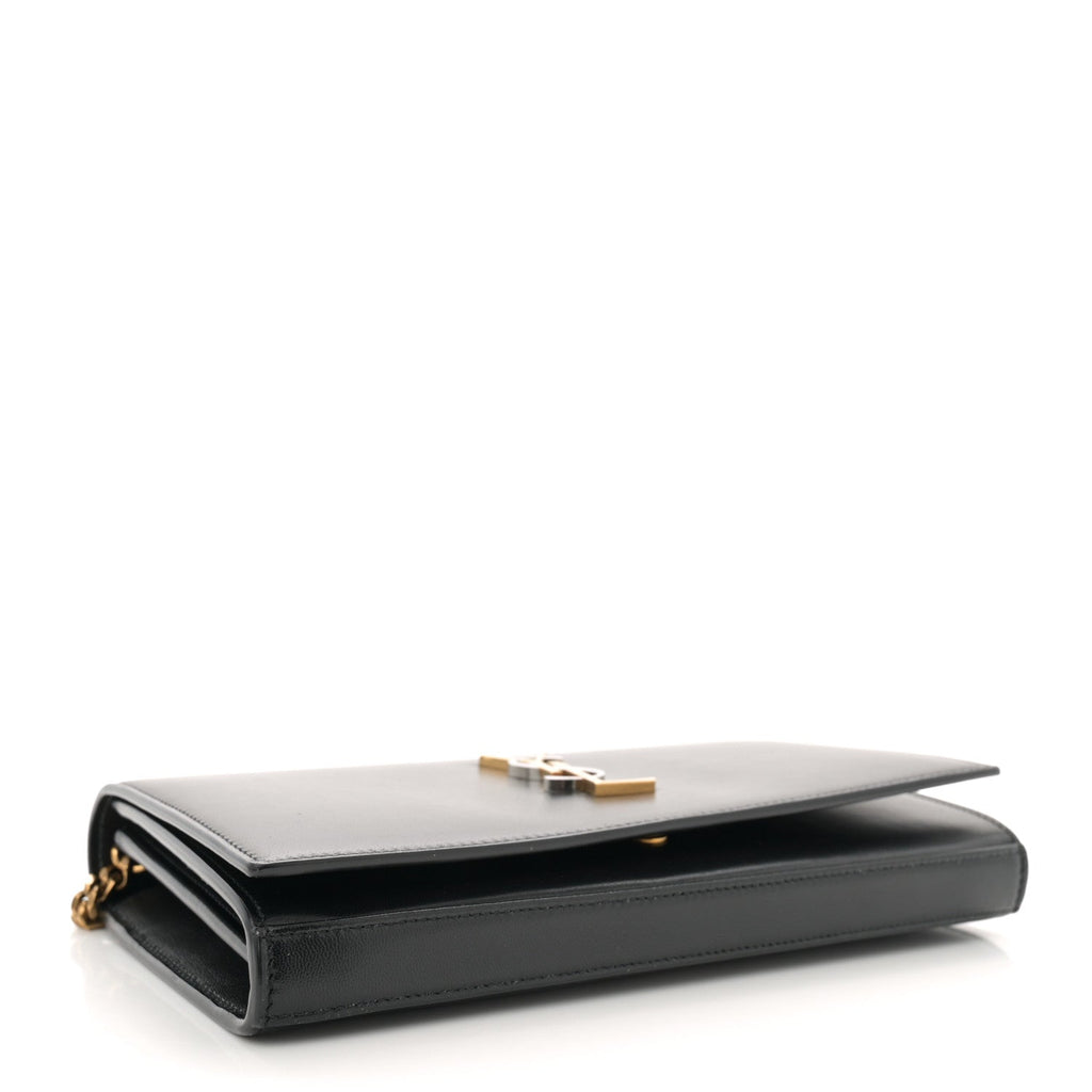 Smooth Calfskin Tri-Metal Cassandre Wallet On Chain WOC Black