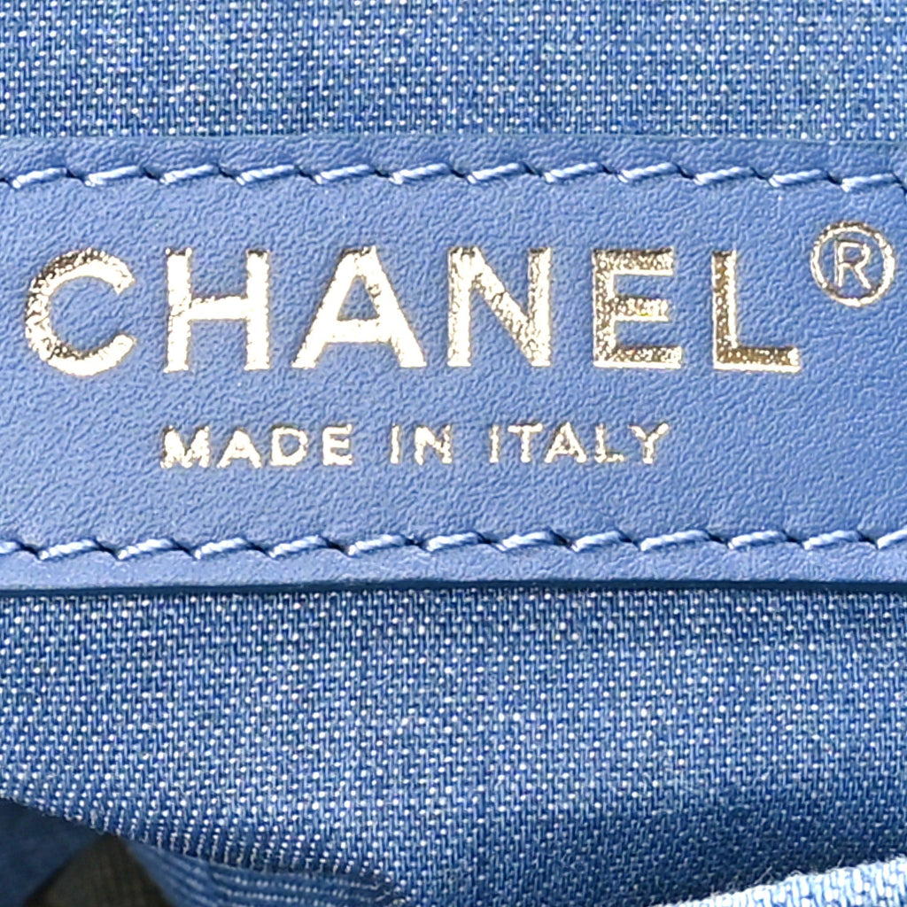 Denim Quilted Mini Pearl Crush Flap Blue