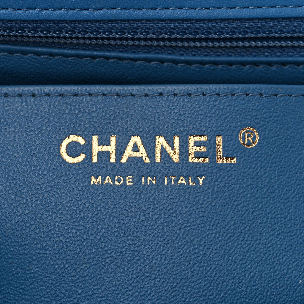 Lambskin Quilted Mini Rectangular Flap Blue