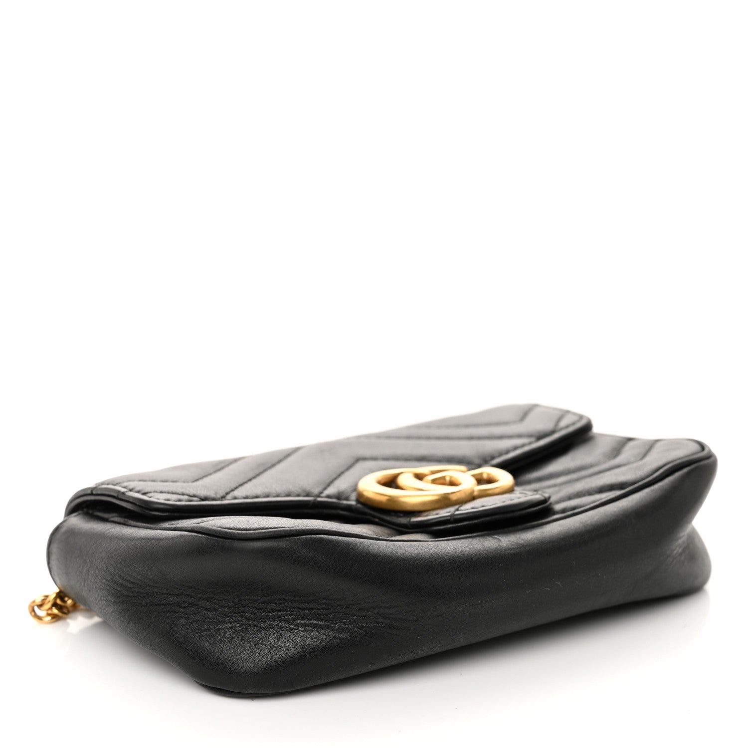 Calfskin Matelasse Super Mini GG Marmont Shoulder Bag Black