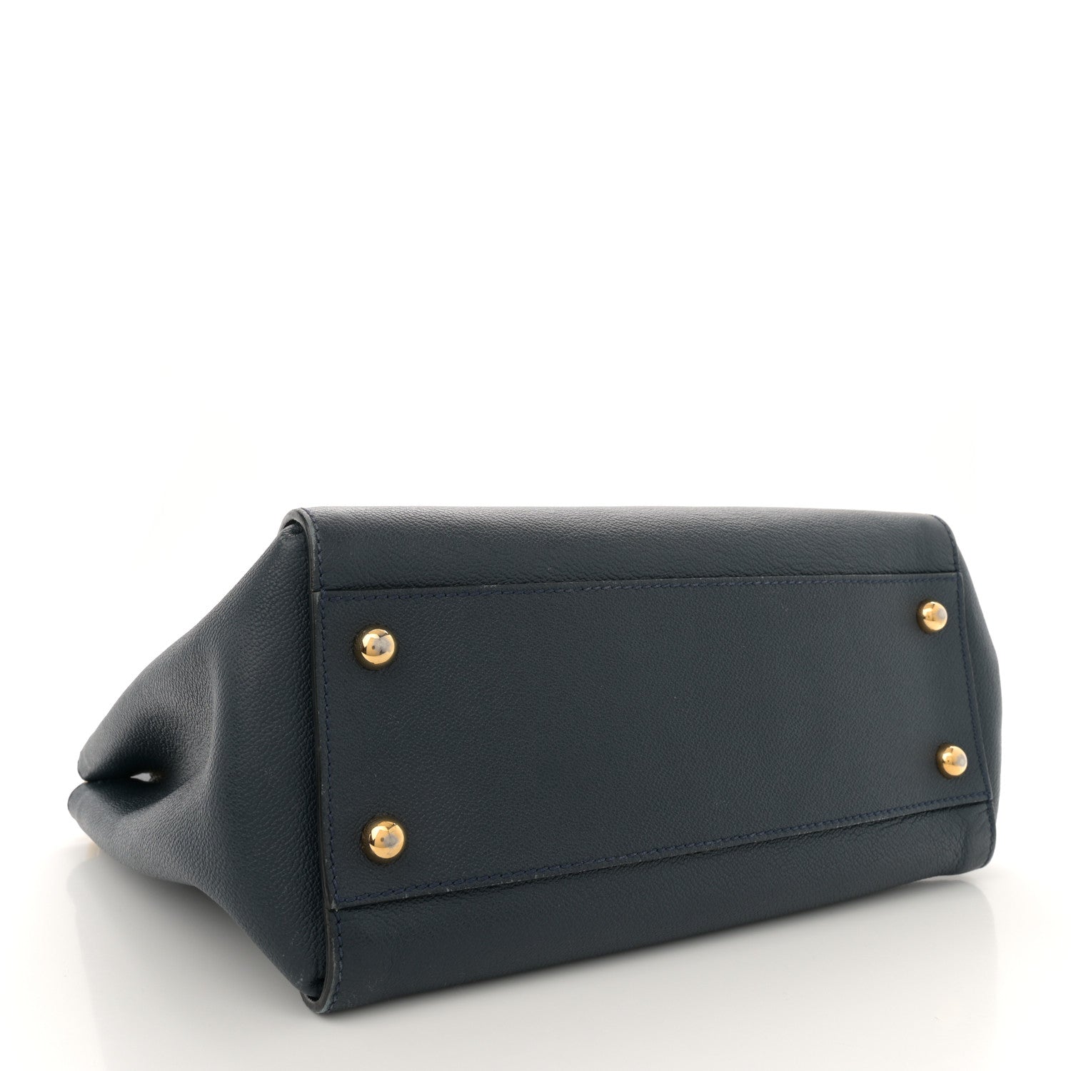 Soft Grain Calfskin Medium Buckle Tote Blue Carbon
