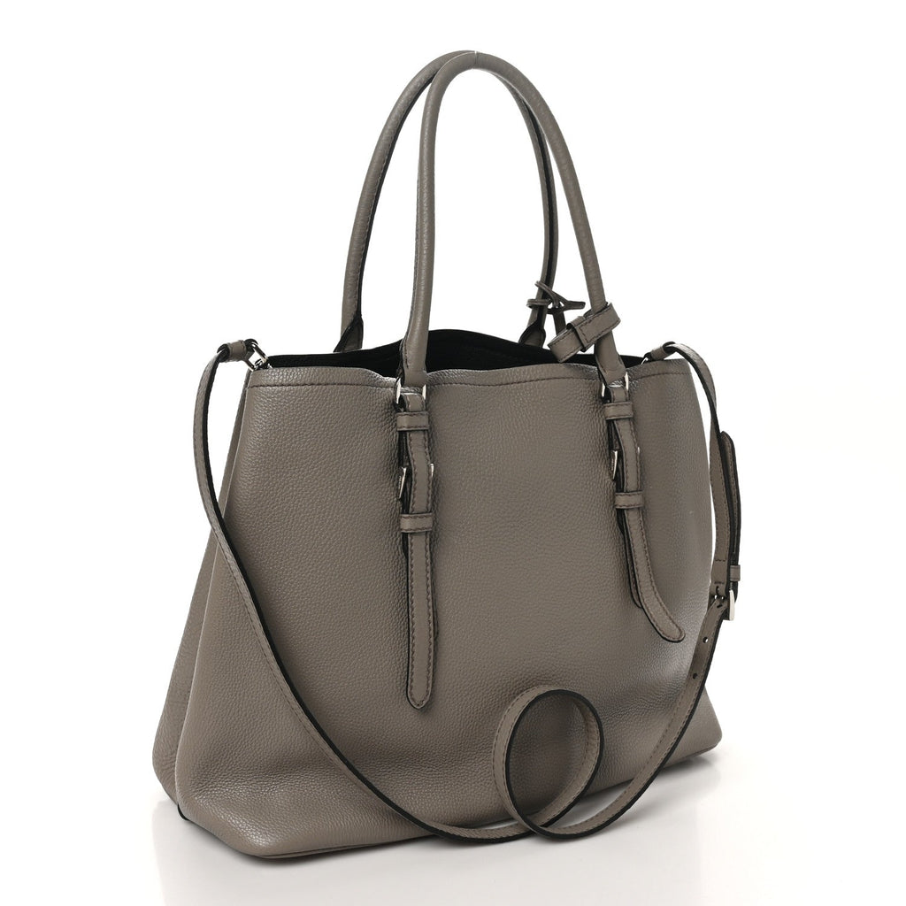 Vitello Daino Medium Double Handle Tote Argilla Black